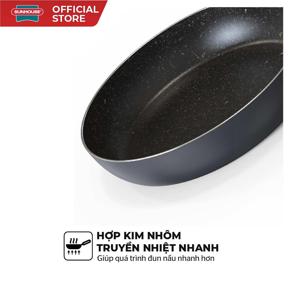 Chảo trơn vân đá Sunhouse CT Plus - Phủ sơn chống dính, dễ dàng làm sạch