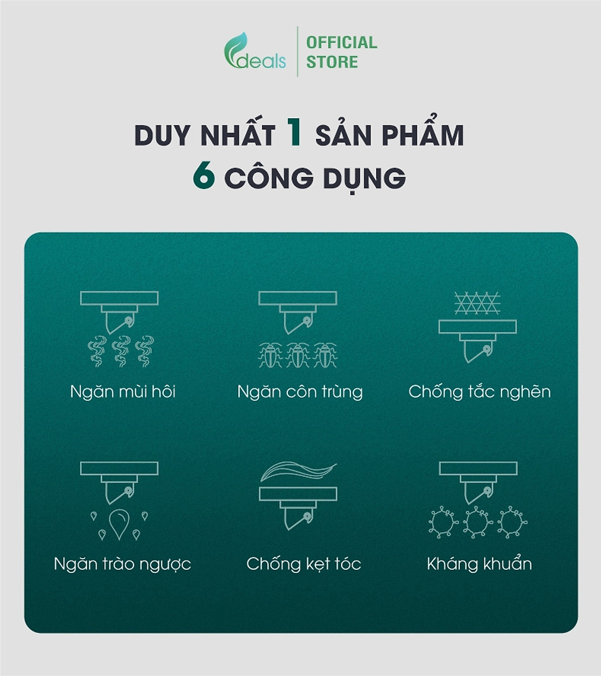 Nắp Ngăn Mùi Thoát Sàn ECODEALS - Chặn Mùi Hôi Cống, Chống côn trùng, Chống trào ngược - MẪU MỚI CẢI TIẾN, ĐỦ KÍCH CỠ