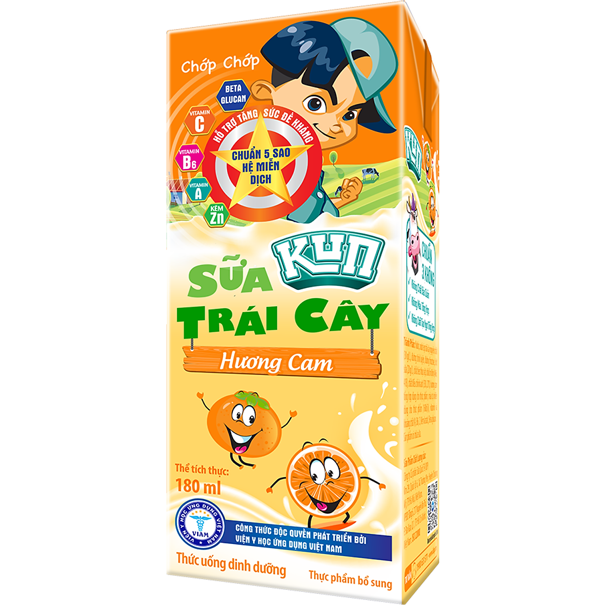 Thùng 48 Hộp Sữa Trái Cây Hương Cam KUN 180ml/hộp ( thẻ cào)