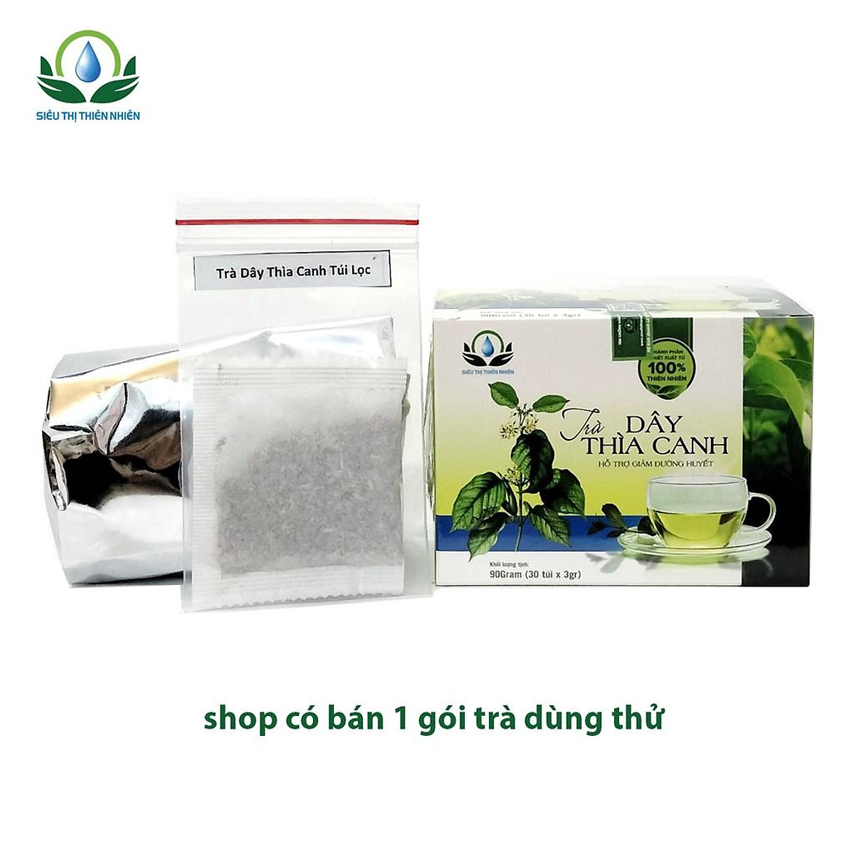 Trà Dây Thìa Canh hộp 30 Túi Lọc x 3Gram tốt cho người tiểu đường của Siêu Thị Thiên Nhiên