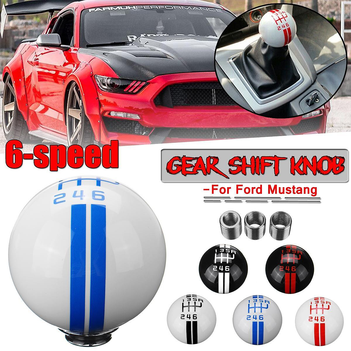 6 Speed Univesal Car Manual Gear Shift Knob Lever Shifter Ball For Ford