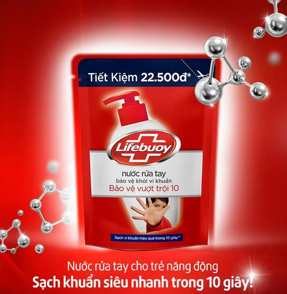 Combo 2 Nước rửa tay Lifebuoy bạc bảo vệ túi 400g