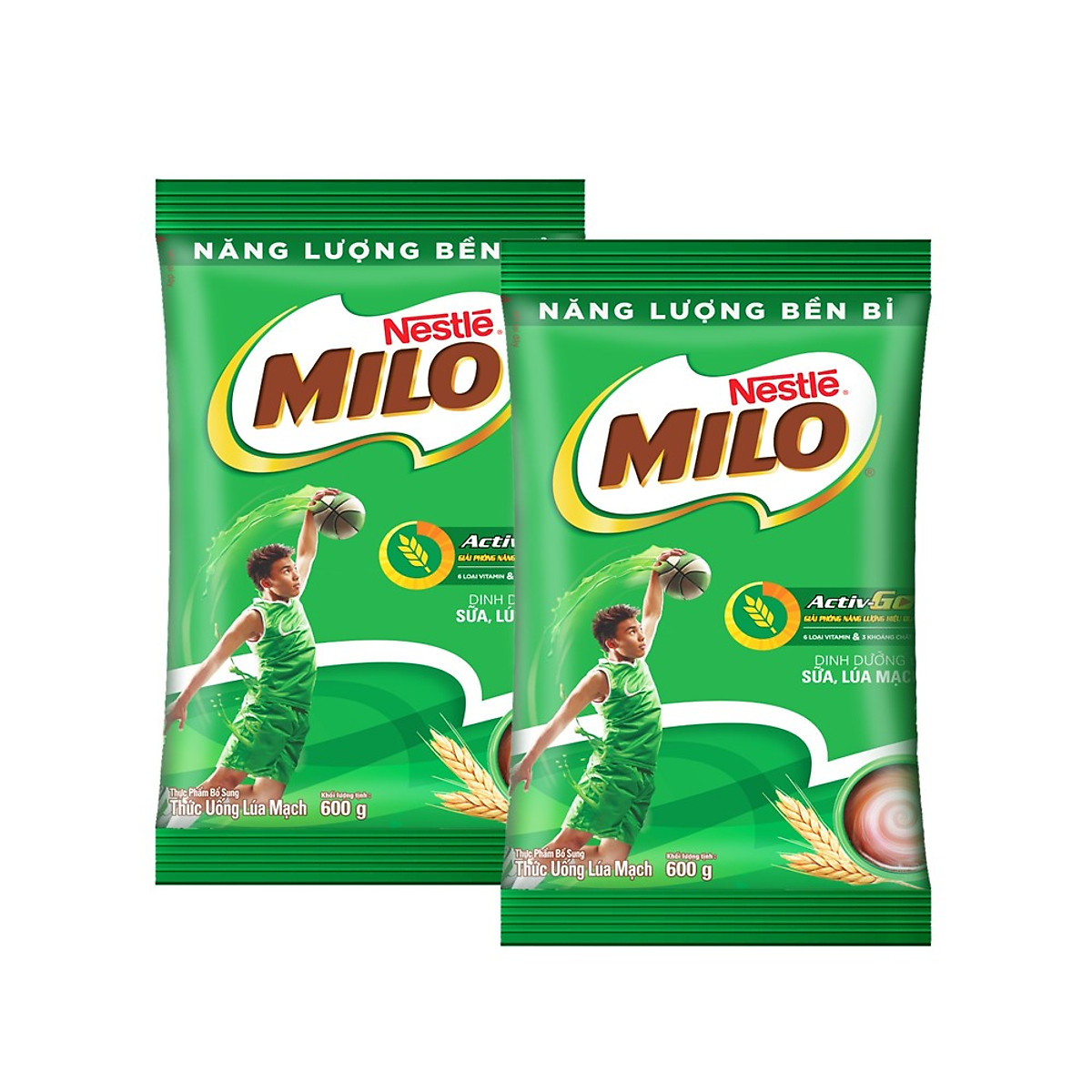 Combo 2 bịch thức uống ca cao lúa mạch Milo Regular (600g)