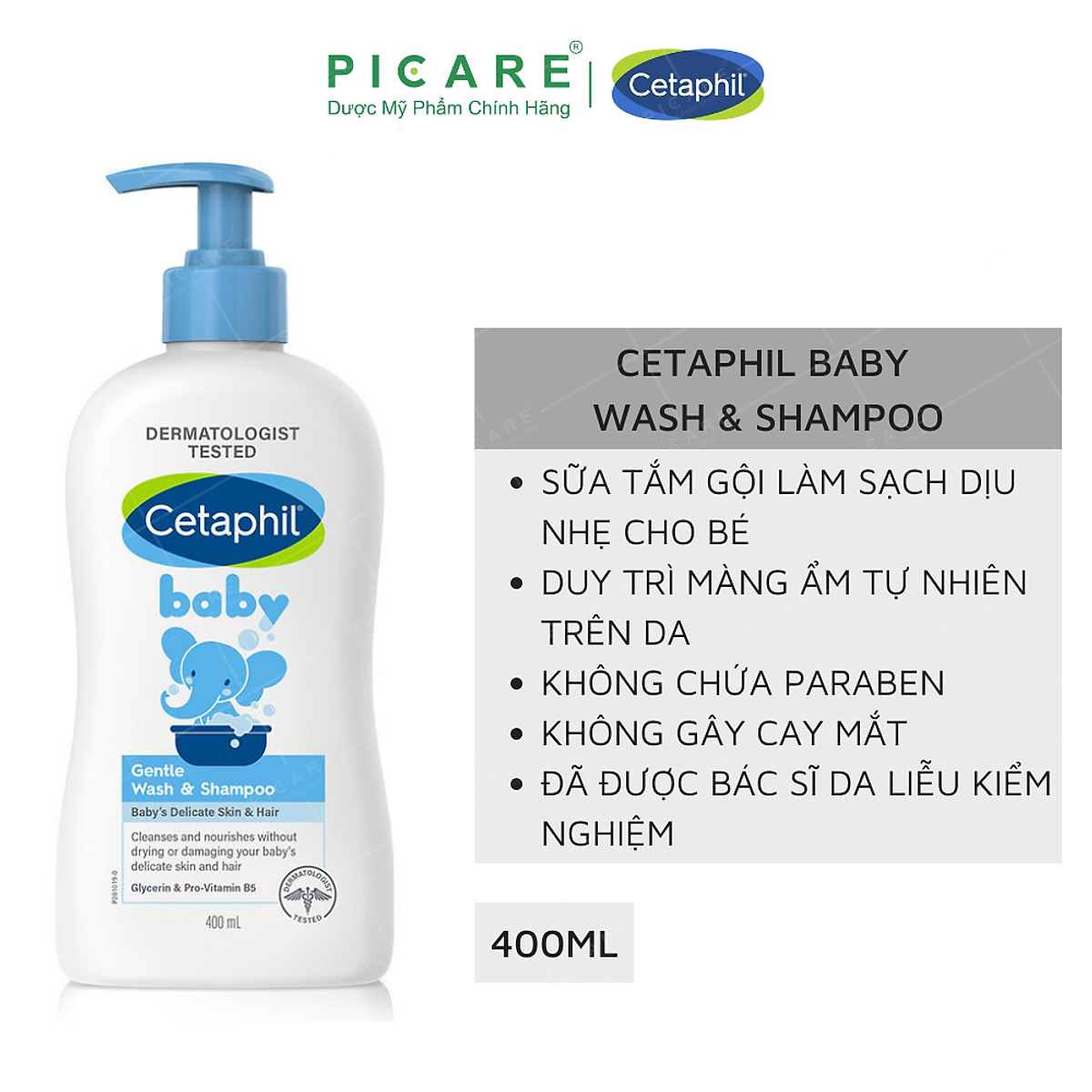 Sữa Tắm Gội Toàn Thân Cetaphil Baby Gentle Wash Shampoo 2 in 1 (400ml)