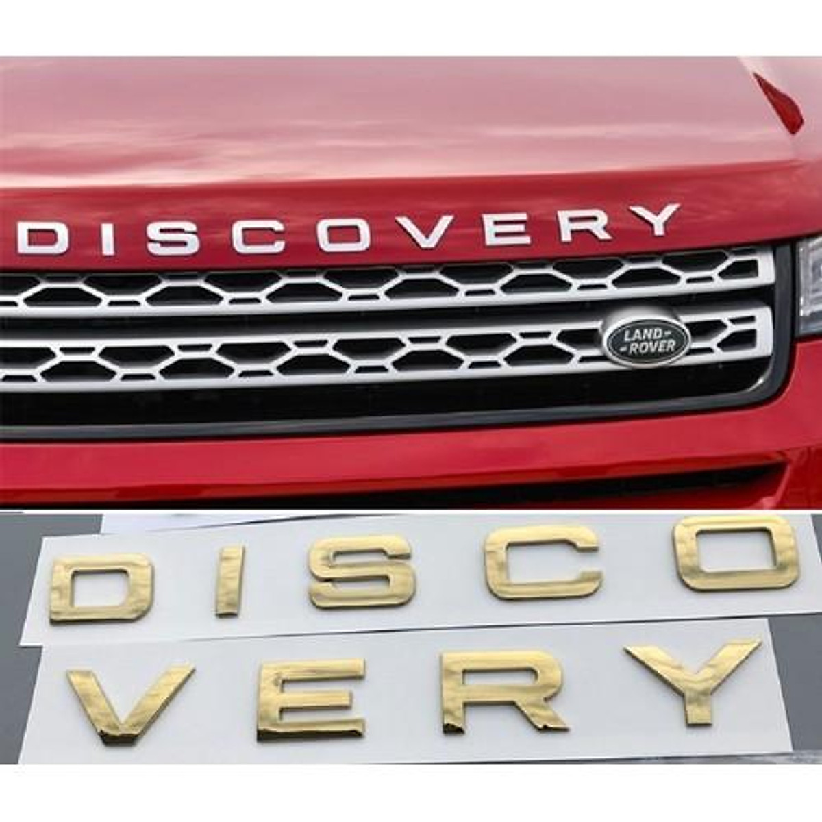 Tem dán trang trí xe ô tô ,tem dán chữ DISCOVERY màu vàng,bạc, đen