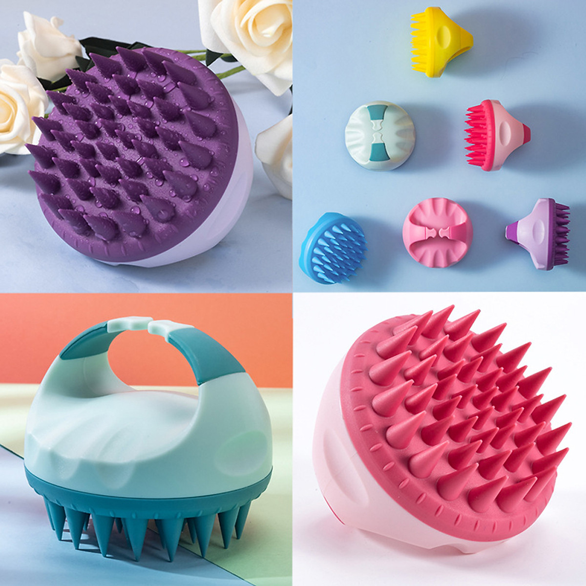 Lược Gội Đầu Massage KUNBE Gai Silicone Siêu Mềm Giảm Gàu, Ngăn Rụng Tóc