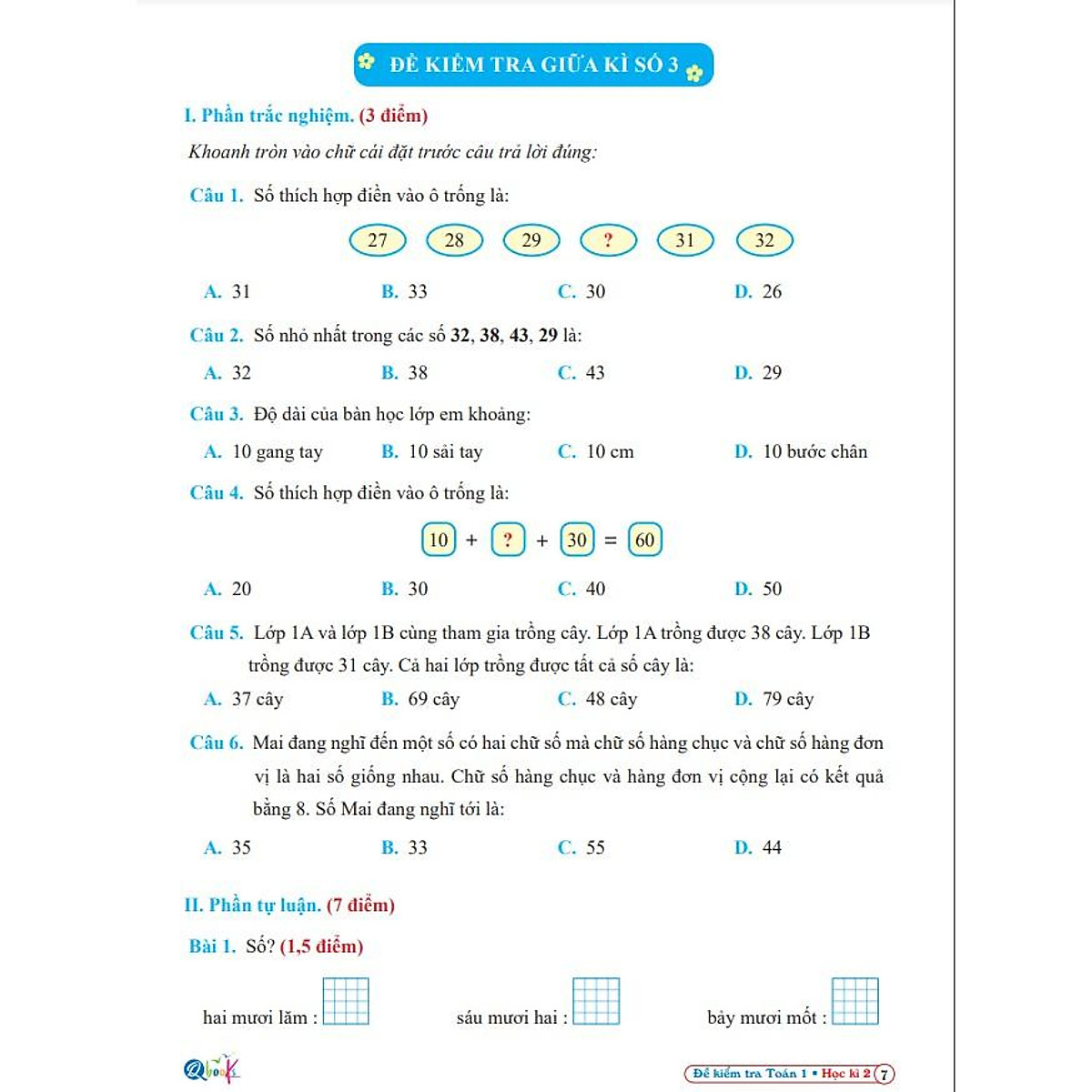 Sách - Đề Kiểm Tra Toán 1 - Kết Nối Tri Thức Với Cuộc Sống - Học Kì 2 (1 cuốn)