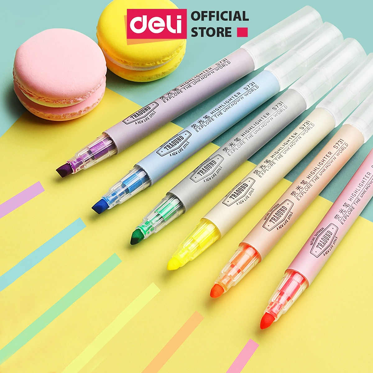 Bút dấu dòng dạ quang Deli – 6 chiếc/ hộp - S624