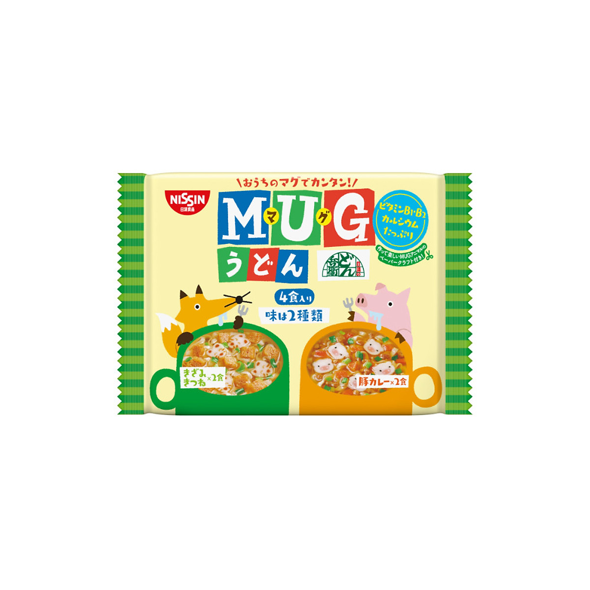 Mì ăn dặm cho trẻ trên 1 tuổi Nissin MUG Cup Noodle 96g (4 Gói nhỏ bên trong, 2 hương vị) - Nhập khẩu Nhật Bản