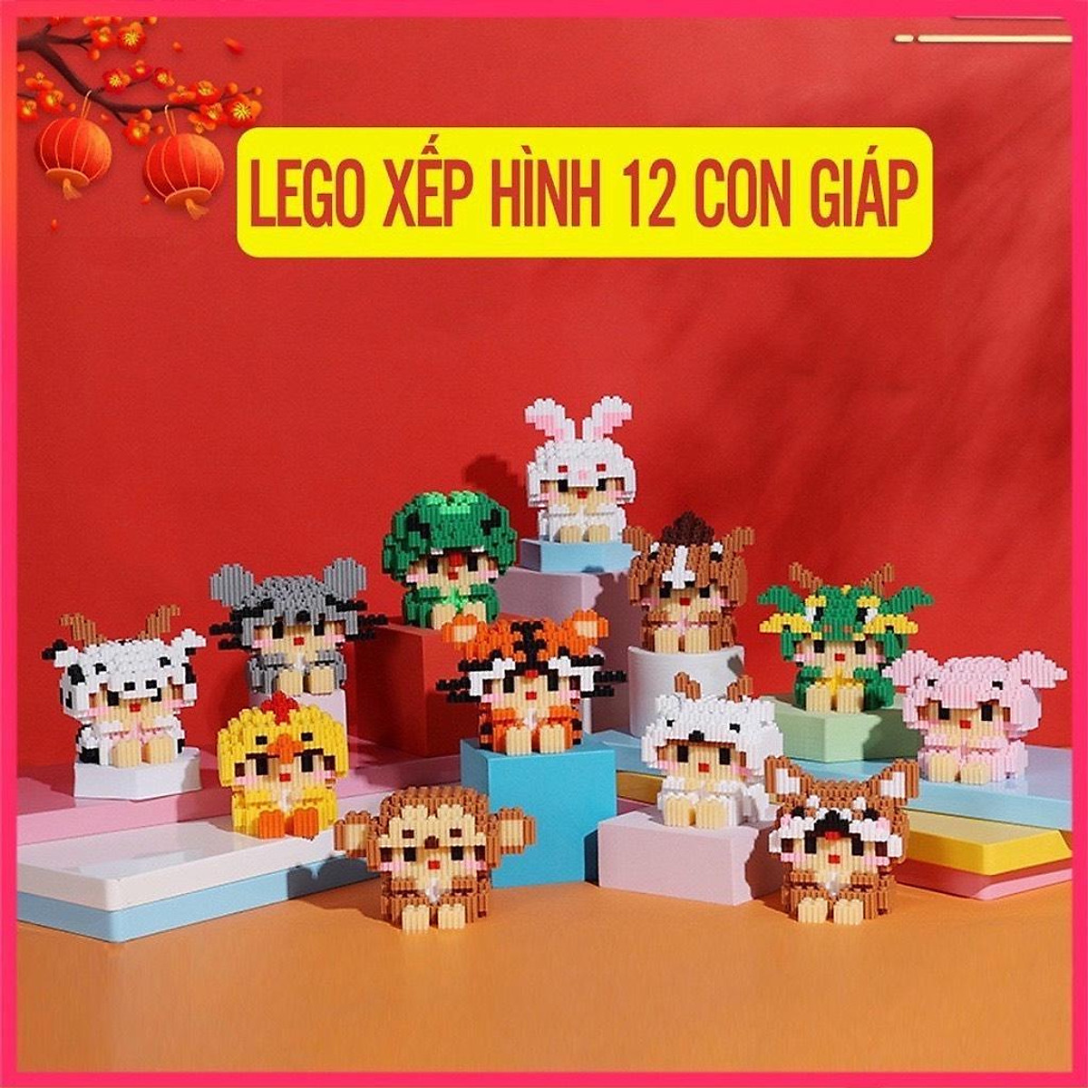 Mua Mô hình lắp ráp 12 con giáp xếp hình lego 3d mini đáng yêu và ...