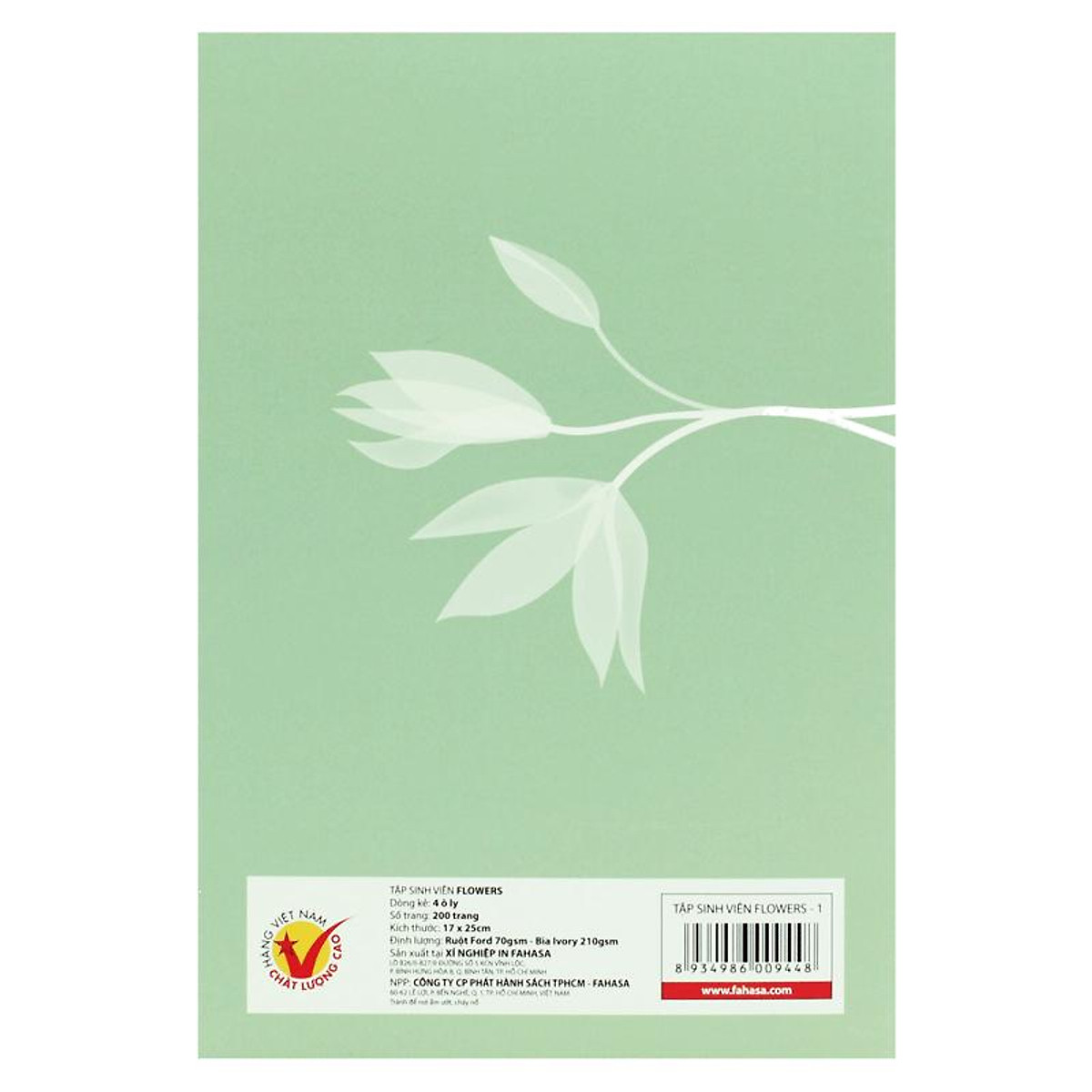 Tập Sinh Viên B5 - 4 Ô Ly - 200 Trang 70gsm FAHASA - Flower (Mẫu Màu Giao Ngẫu Nhiên)