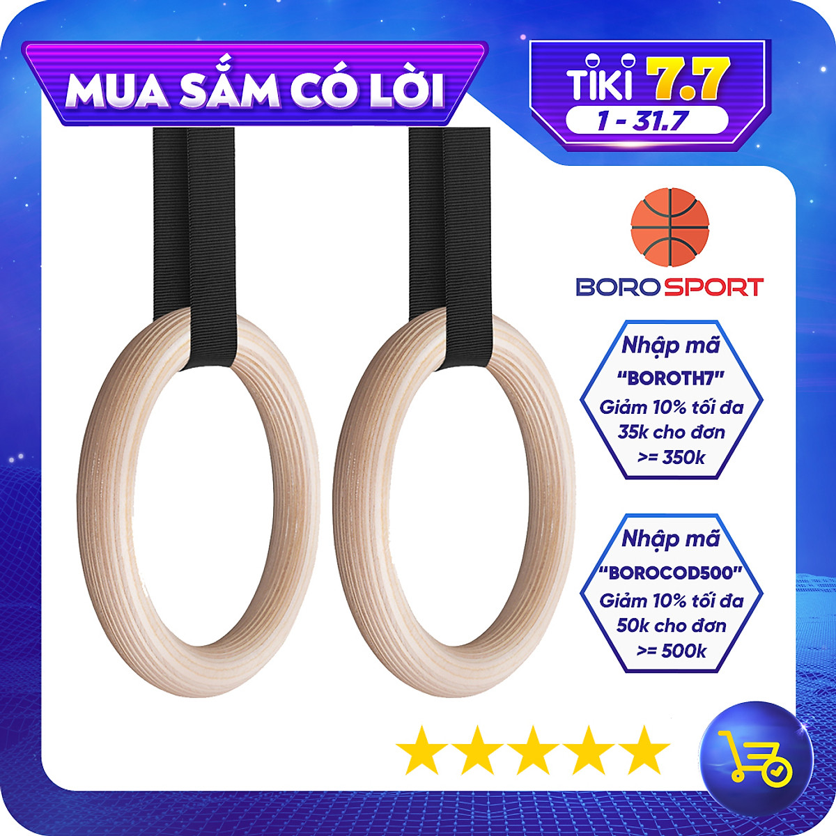 Vòng Treo Gỗ Tập Gym Gymnastic Rings Cleacco