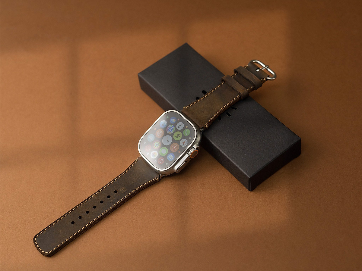 Dây da dành cho Apple Watch Ultra , chất liệu da bò, hiệu Khắc Tên - Hàng chính hãng