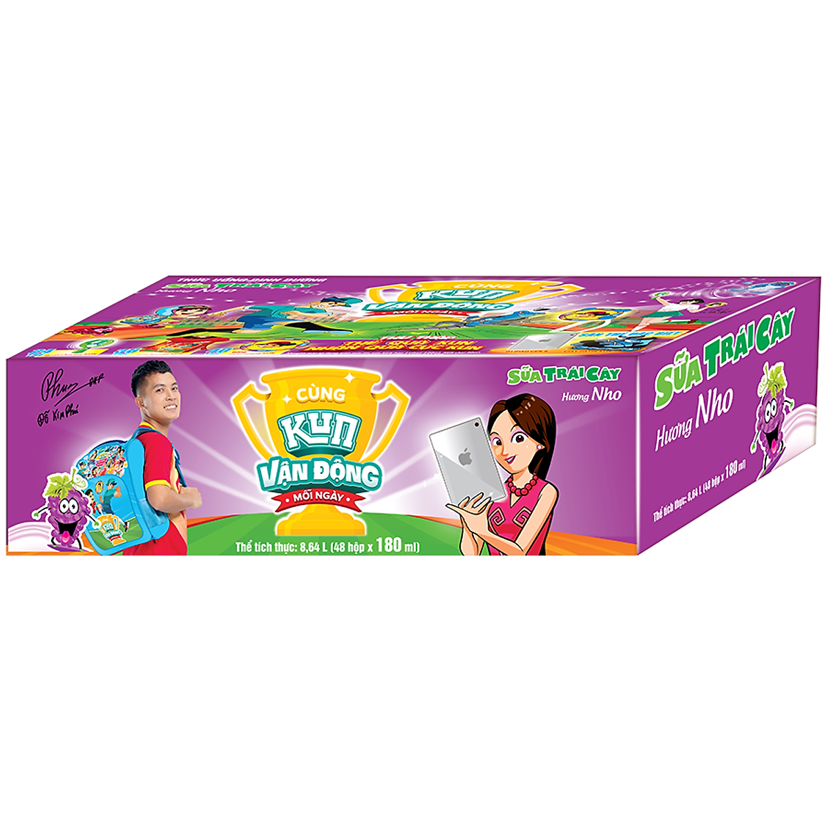 Thùng 48 Hộp Sữa Trái Cây Hương Nho KUN 180ml/hộp(thẻ cào)