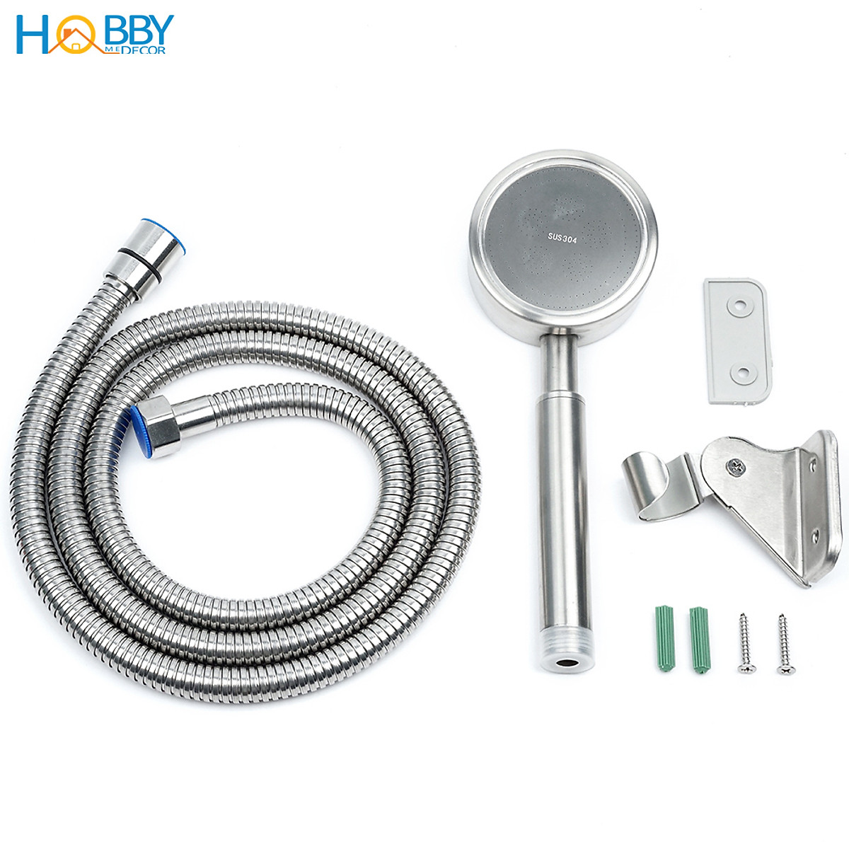 Vòi hoa sen cầm tay tăng áp và dây sen inox 304 Hobby Home Decor BST2