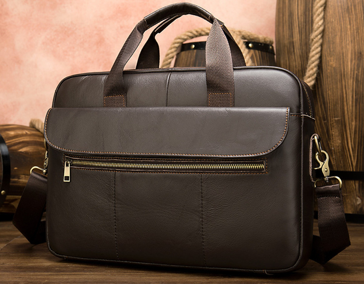 Túi xách da bò nam cao cấp phong cách mới 15.6"