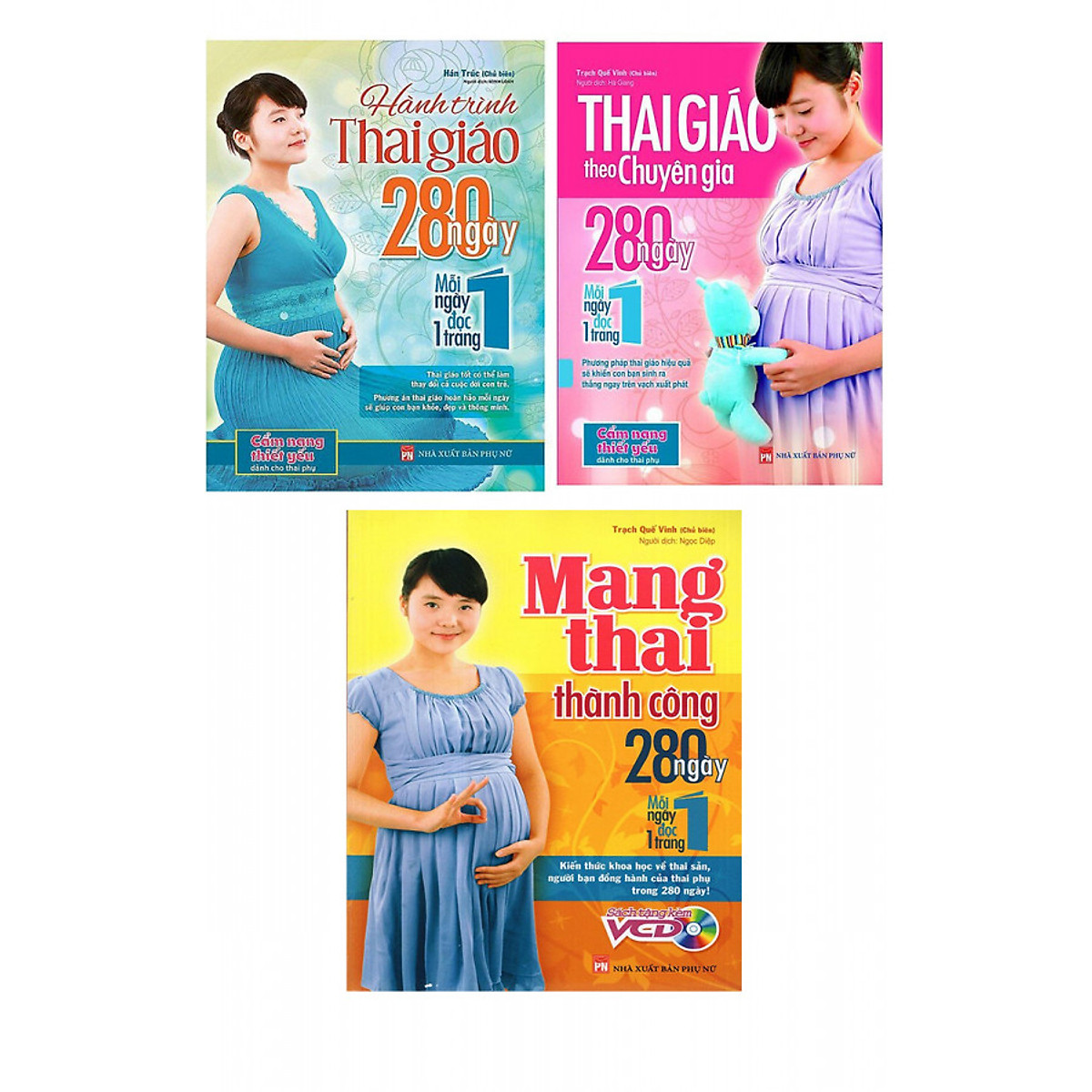 Combo sách: Hành trình thai giáo 280 ngày, Thai Giáo Theo Chuyên Gia - 280 Ngày - Mỗi Ngày Đọc Một Trang và Mang Thai Thành Công - 280 Ngày Mỗi Ngày Đọc 1 Trang - Tặng truyện song ngữ bìa mềm hai nàng công chúa