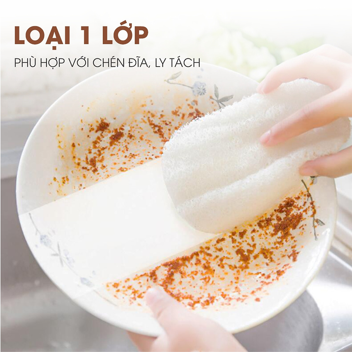 Xơ Mướp Rửa Chén Bát Xoong Nồi Cao Cấp ECODEALS - 100% xơ mướp hữu cơ, kích thước lớn, chỉ may chắc chắn