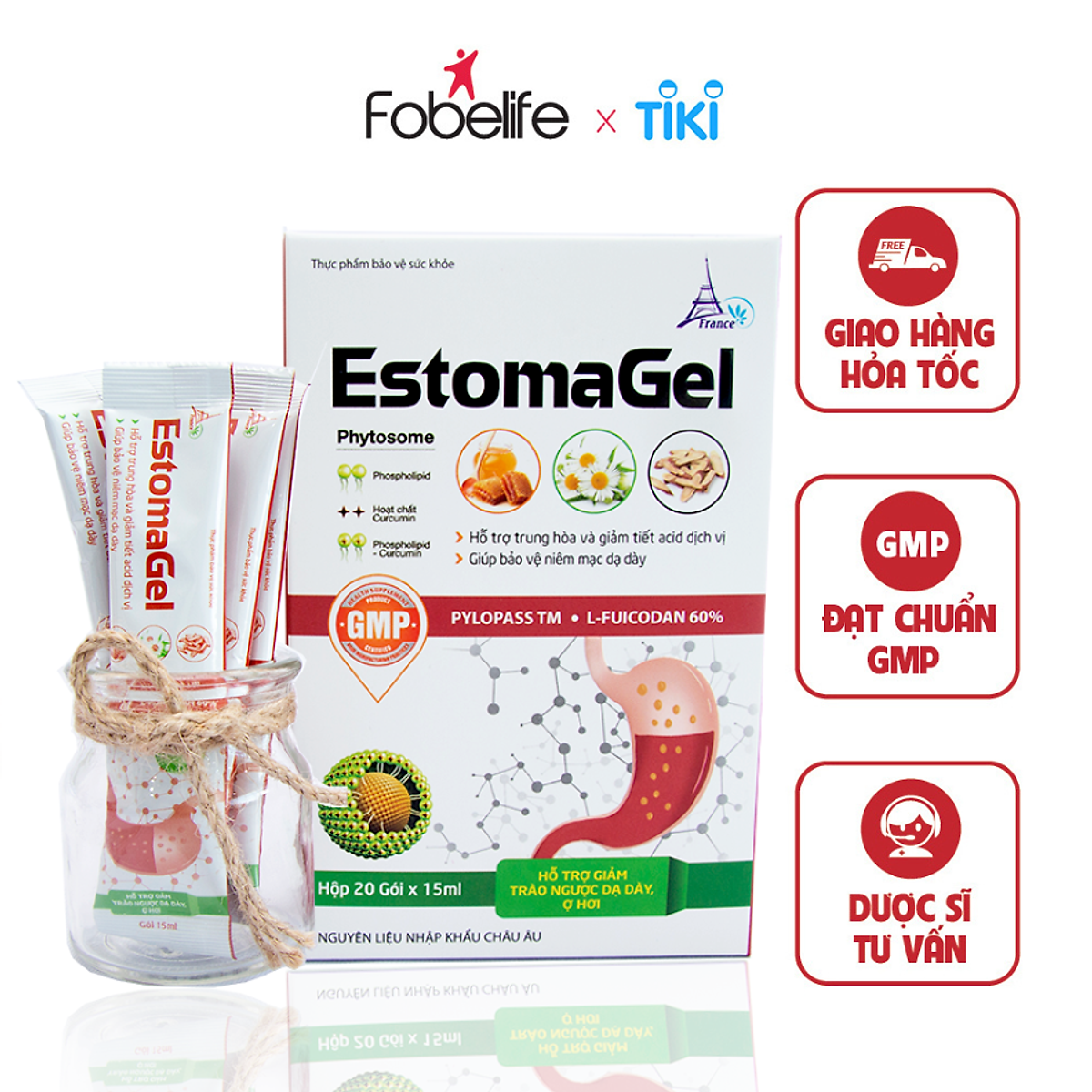 Gói Uống Giảm Nhanh Cơn Đau Dạ Dày Trào Ngược Thực Quản ESTOMAGEL ( Hộp 20 gói dạng nước )