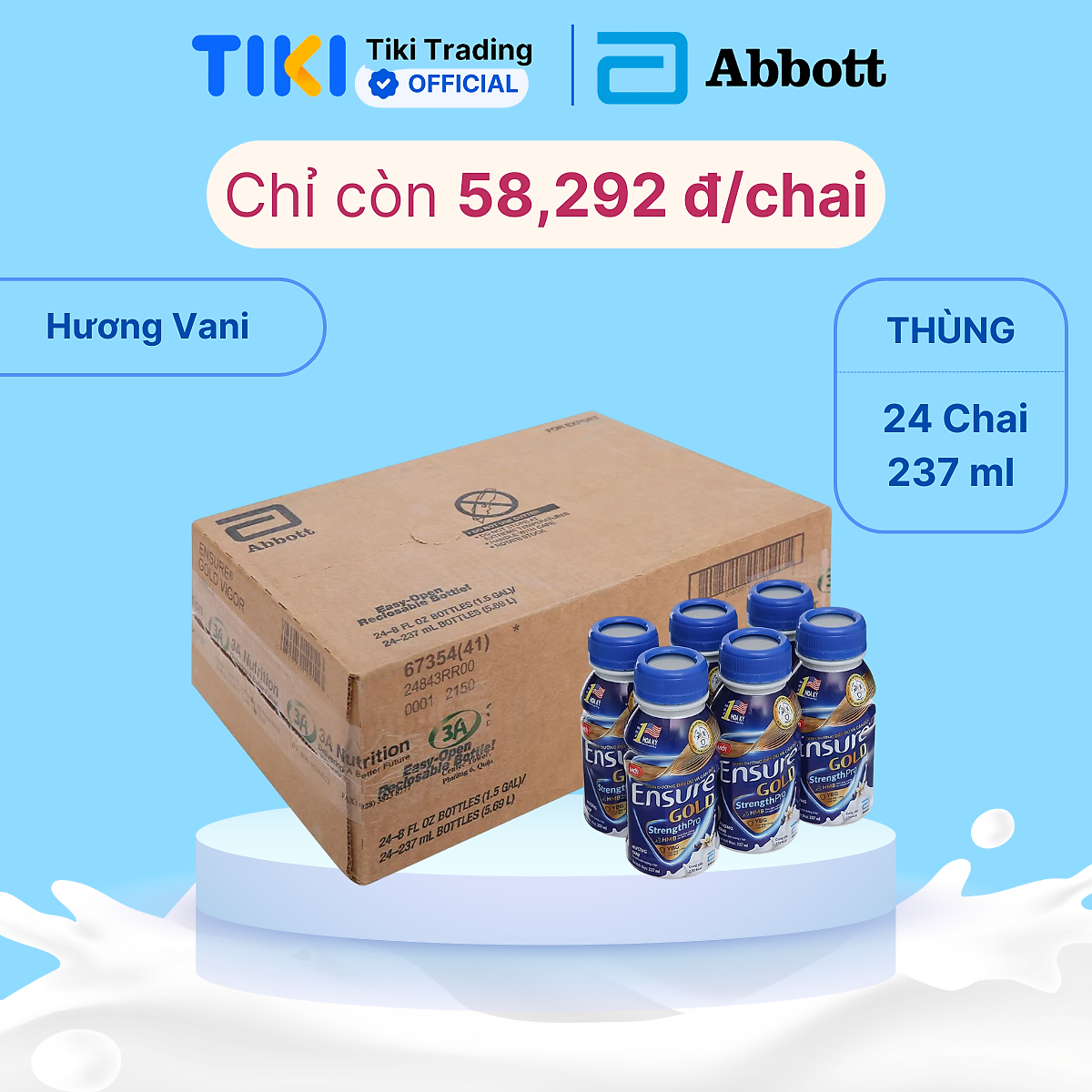 Thùng 24 chai Ensure Gold 237ml (Mẫu mới)