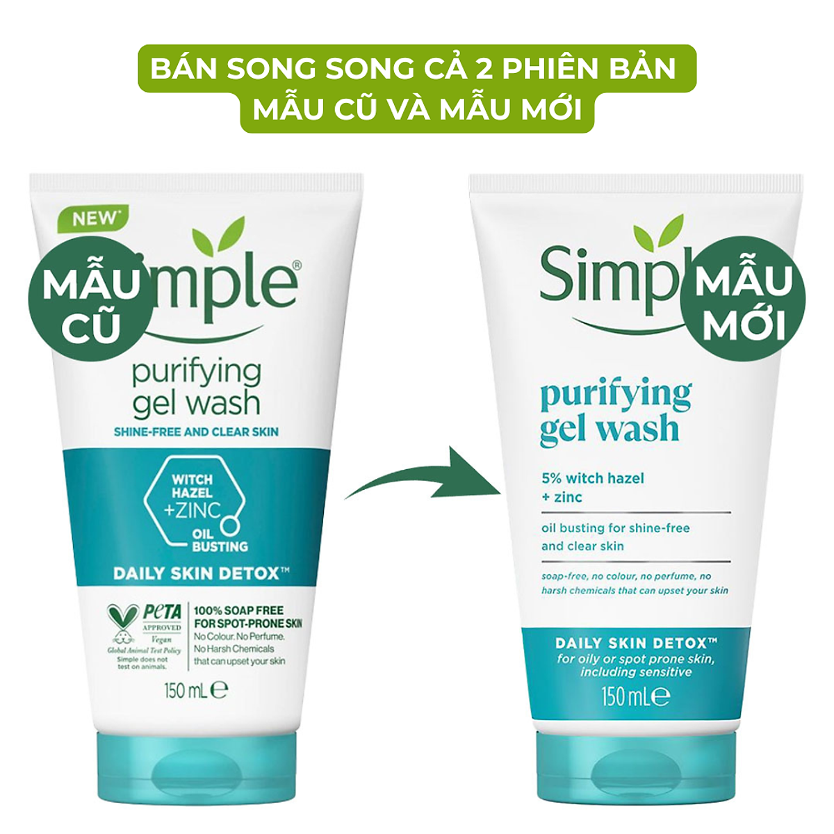 Sữa rửa mặt Simple giúp kiềm dầu và ngừa mụn hiệu quả - cho da mụn nhạy cảm 150ml
