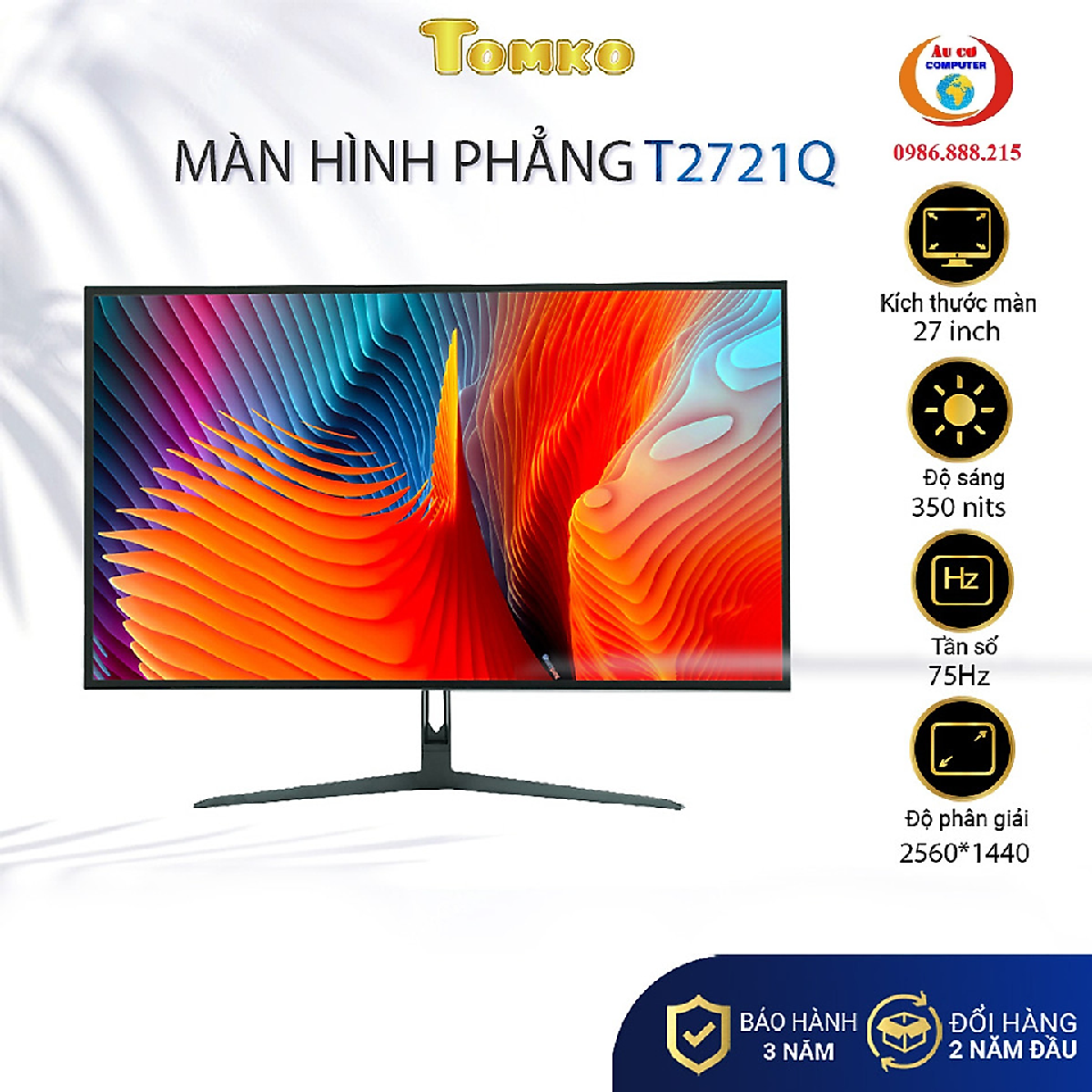 Màn Hình Máy Tính TOMKO 27 inch 2K T2721Q – Tấm nền IPS Tần số quét 75HZ- Hàng chính hãng