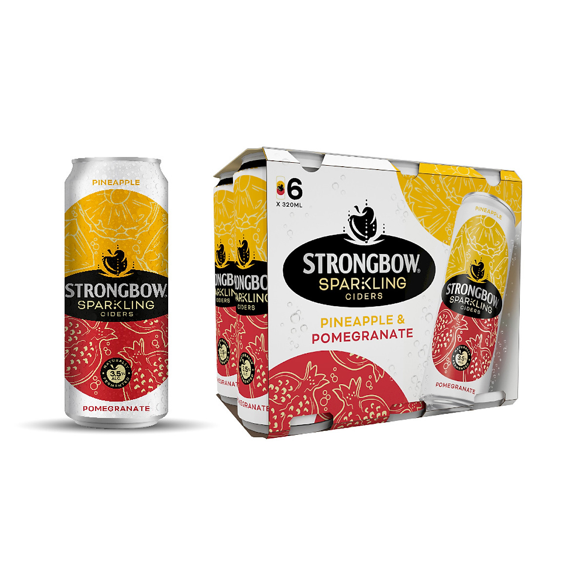 Lốc 6 Lon Nước Trái Cây Lên Men Strongbow Vị Thơm Và Lựu 320ml