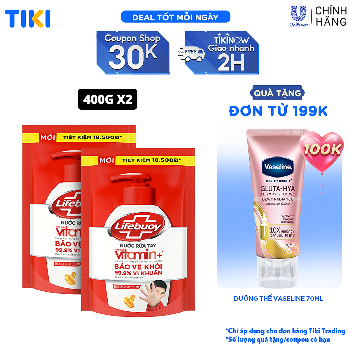 Combo 2 Nước rửa tay Lifebuoy bạc bảo vệ túi 400g