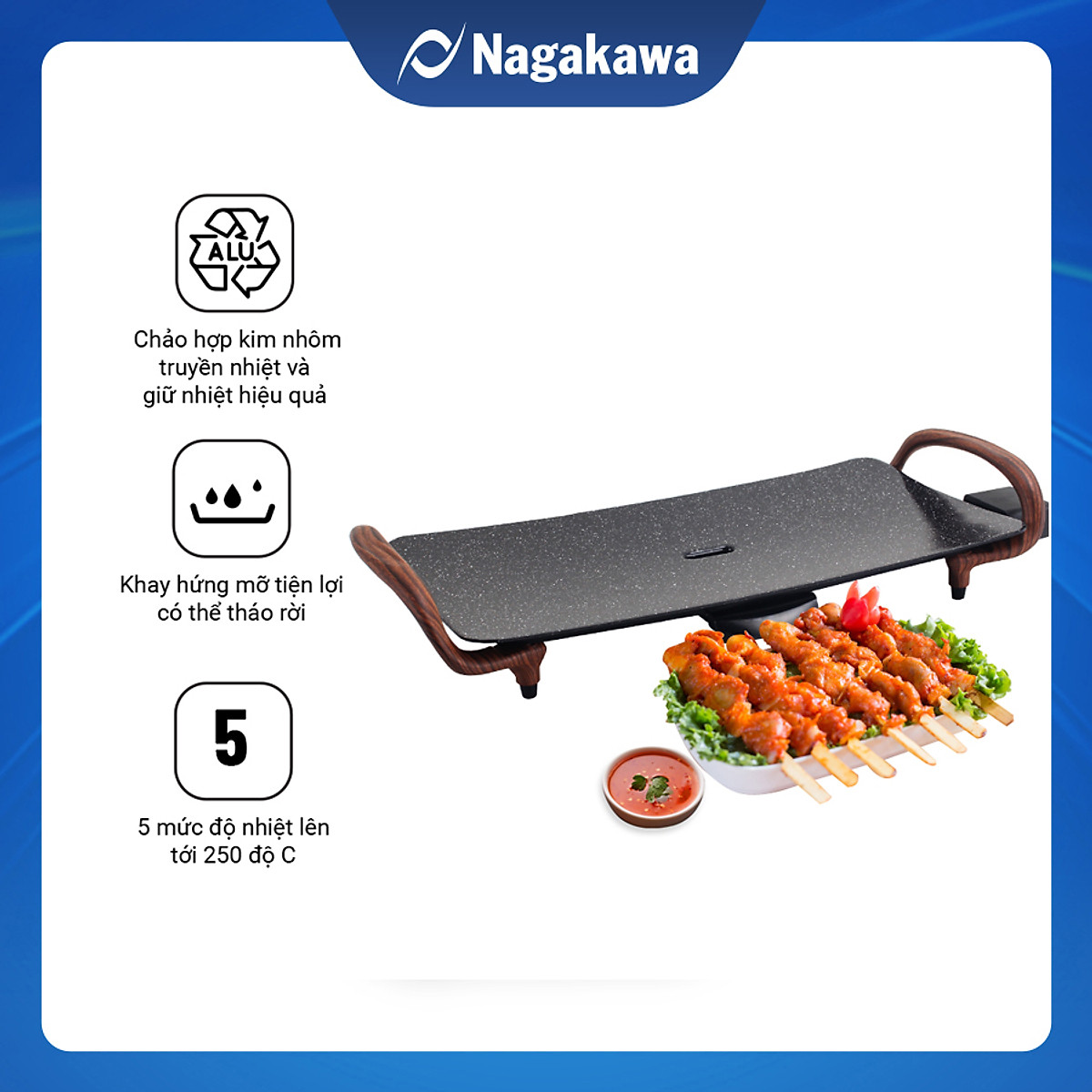Bếp nướng điện vân đá Nagakawa NAG3103(1500W) - Hàng chính hãng