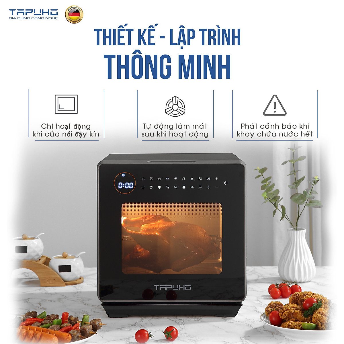 Nồi chiên hơi nước cao cấp TAPUHO TSF16 - Thương hiệu Đức - 2.800w - 16 lít - BH 2 năm