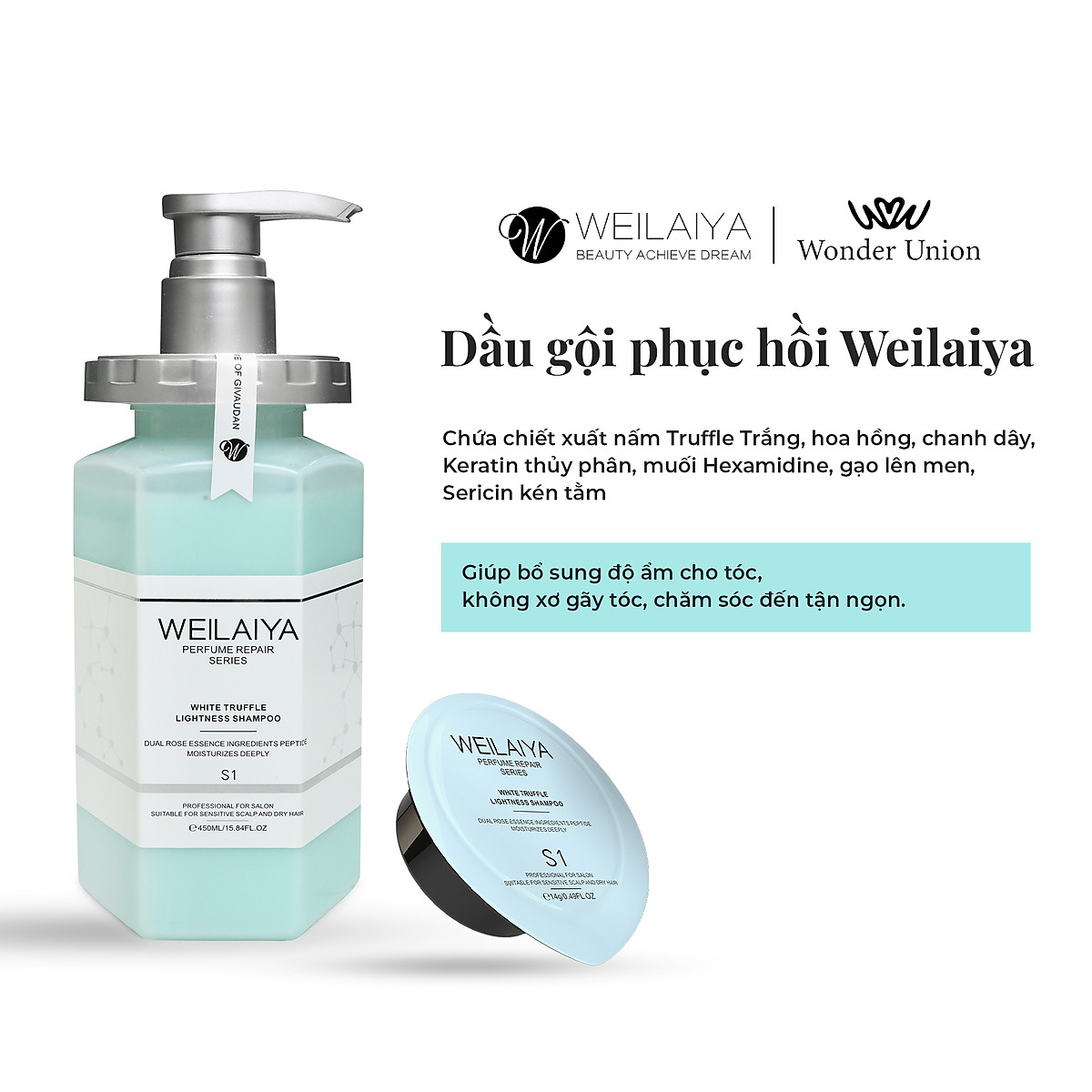 Dầu gội phục hồi đa tầng nấm truffle Weilaiya White Truffle Lightness Shampoo 450ml