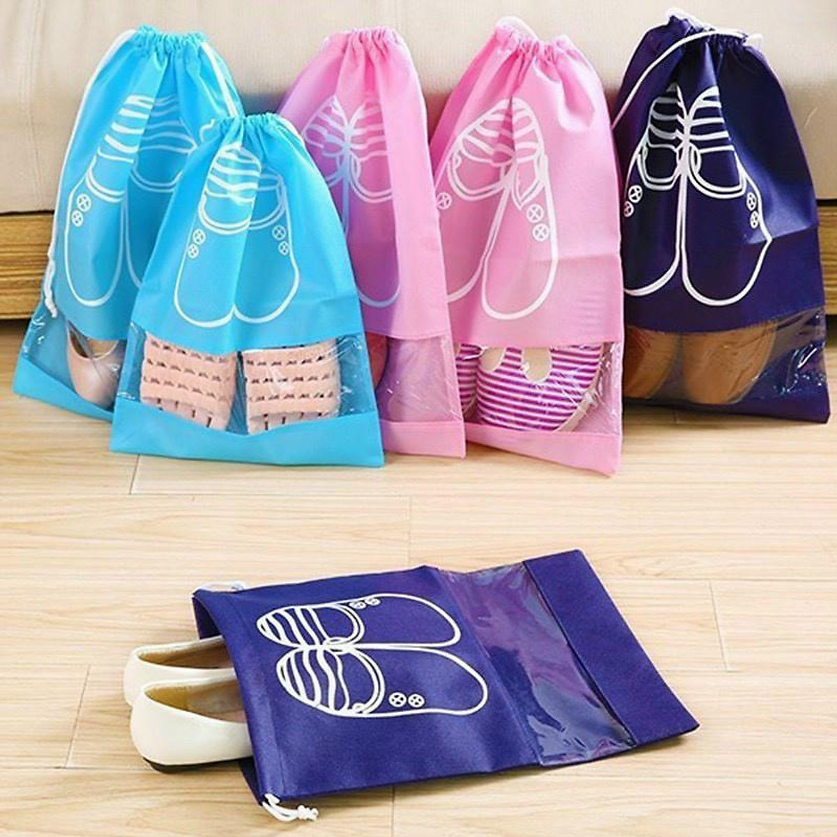 Túi đựng giày dép size to dày dặn có dây rút chống bụi bẩn