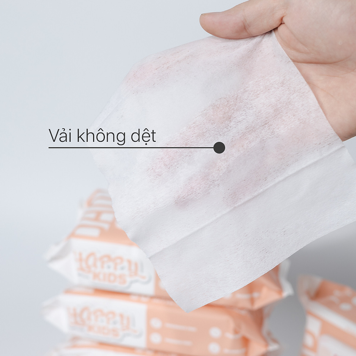 Thùng 24 gói khăn ướt trẻ em Happy Kids gói 80 tờ không mùi siêu tiết kiệm cho bé