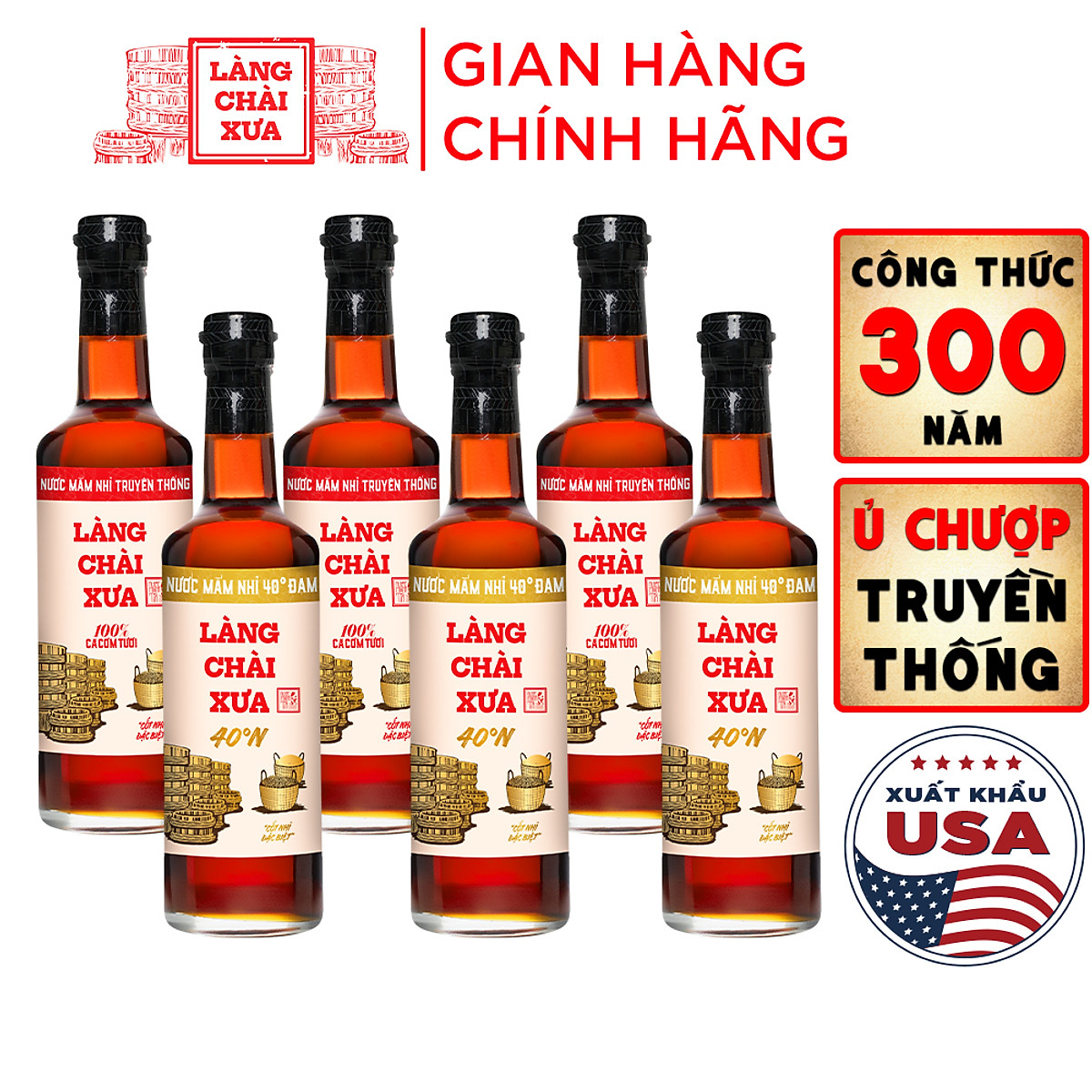 Đặc Sản Phan Thiết - Thùng 6 Chai Nước Mắm Nhỉ 40 Độ Đạm Làng Chài Xưa Chai Thủy Tinh 500Ml Ủ Chượp 2 Lần Không Chất Bảo Quản