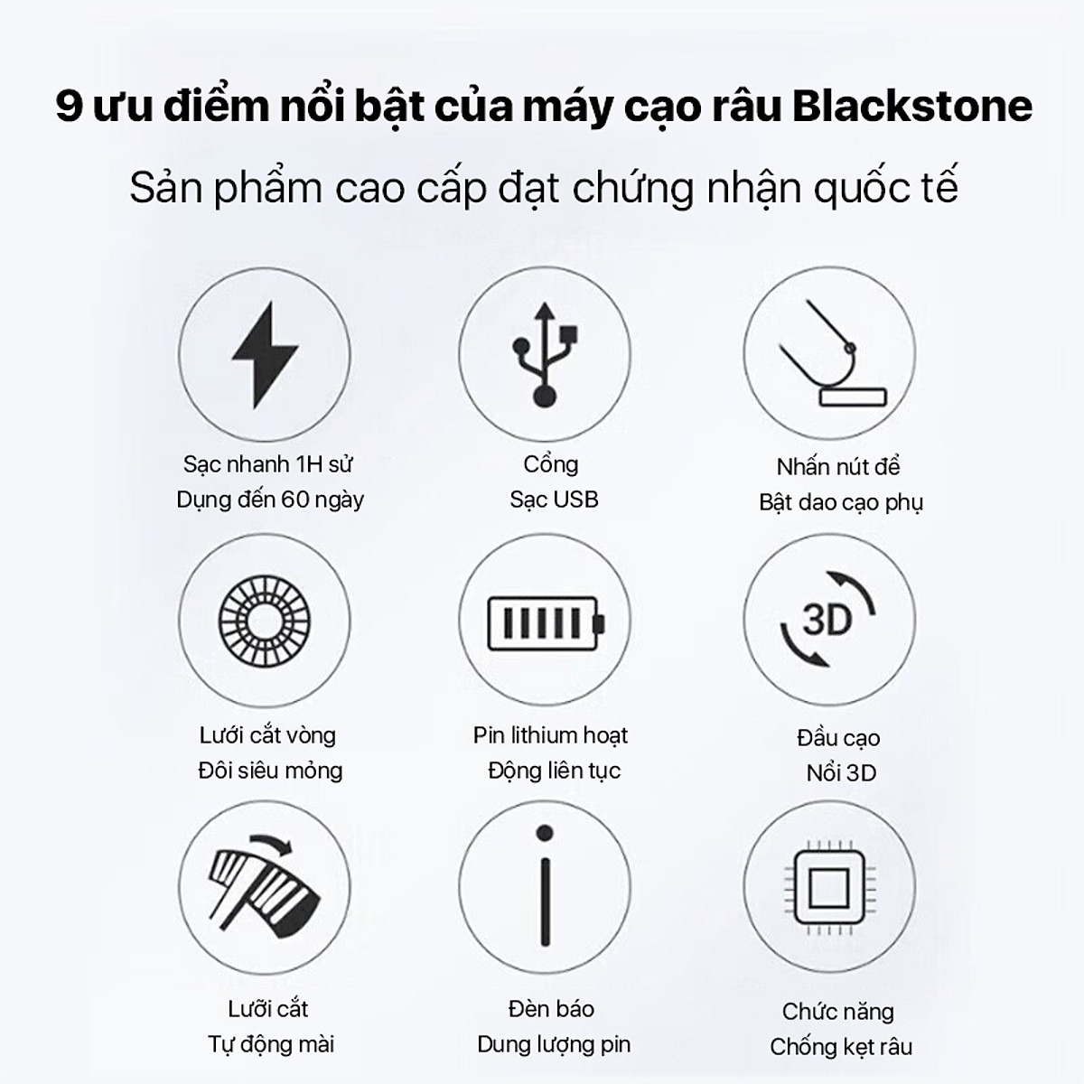 Máy Cạo Râu Enchen BlackStone đầu cắt nổi 3D Đầu Cạo Râu 3 Đầu Dao Cạo - Hàng chính hãng