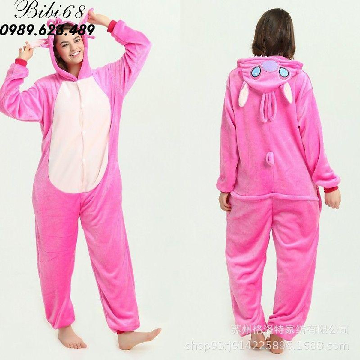 Mua Bộ Đồ hình thú pikachu hồng liền thân lông mịn Pijama Cho ...