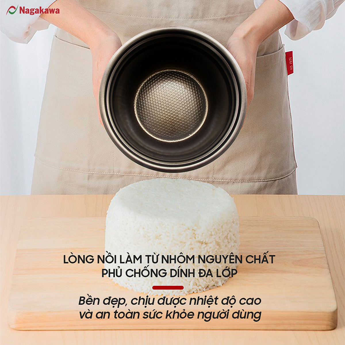Nồi Cơm Điện Nắp Gài Nagakawa NAG0131 (1.2 Lít) - Hàng Chính Hãng