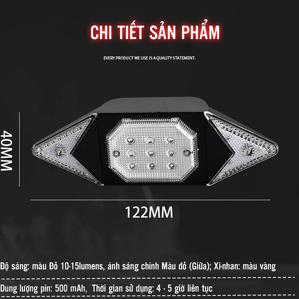Đèn LED Xi Nhan Không Dây Rẽ Trái Phải Gắn Đuôi Xe Đạp Điều Khiển Không Dây Từ Xa Sạc Điện USB Mai Lee