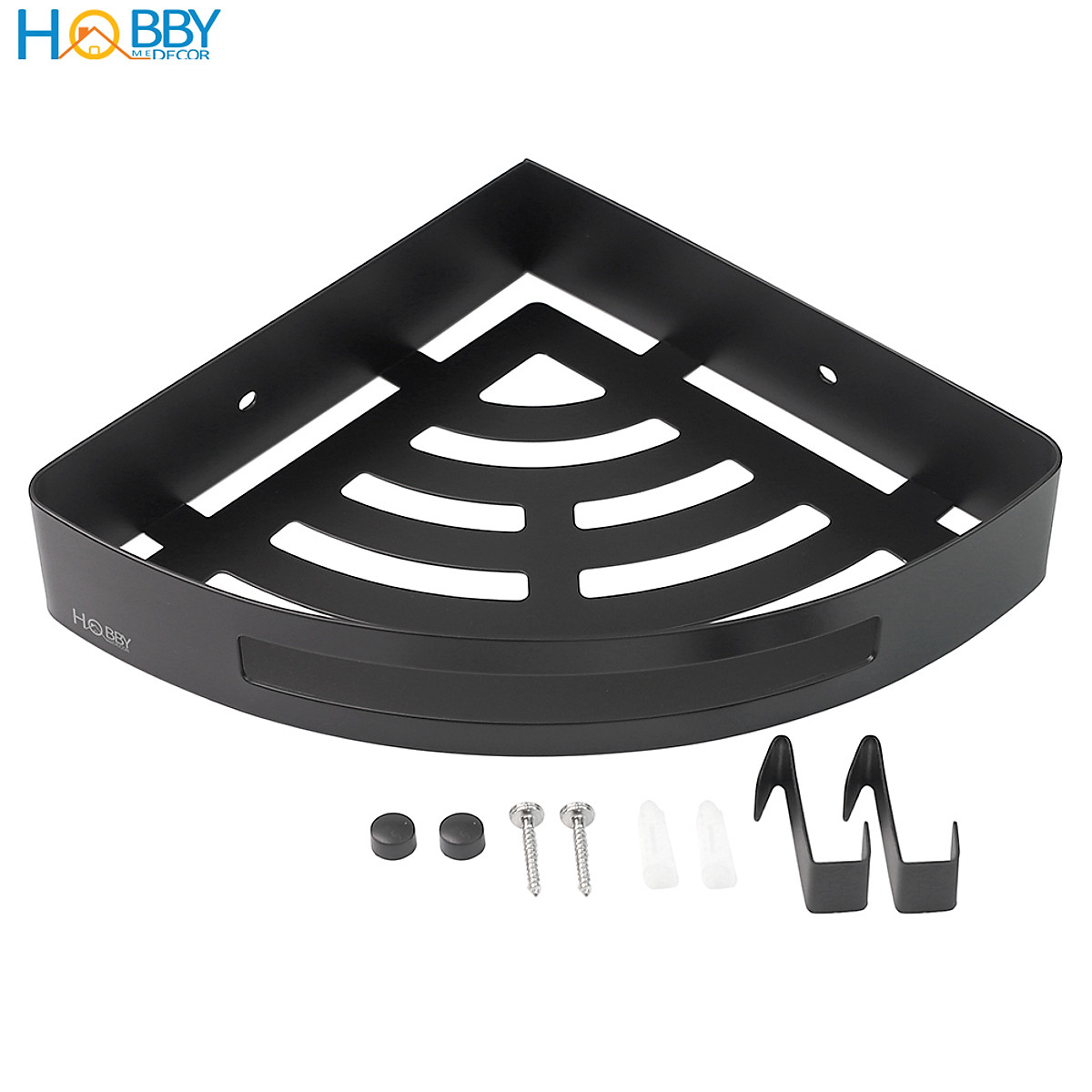 Kệ góc màu đen Inox 304 Hobby Home Decor KG3 khoan hoặc dán tường