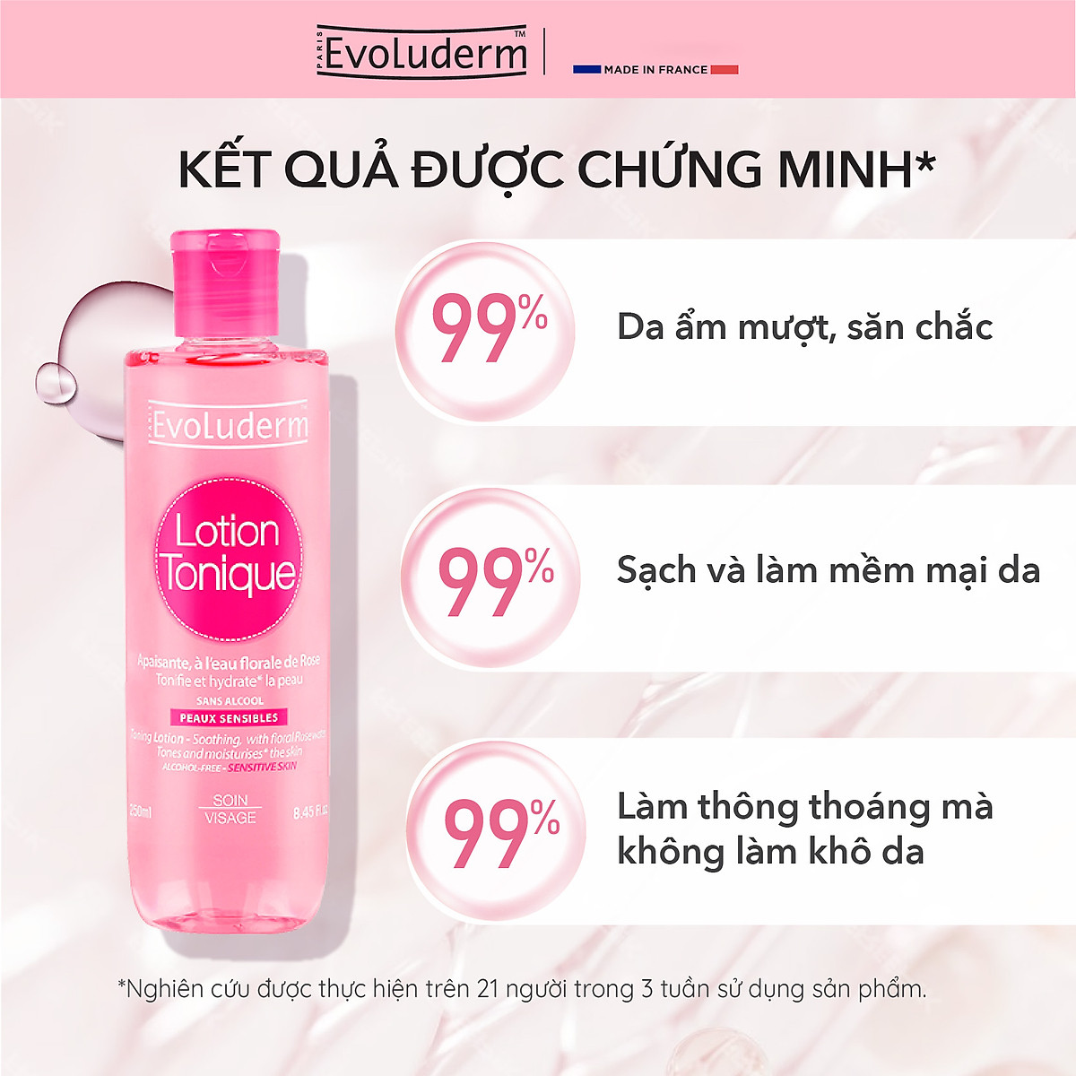 Nước hoa hồng Evoluderm se khít lỗ chân lông, dưỡng ẩm & làm sạch 250ml