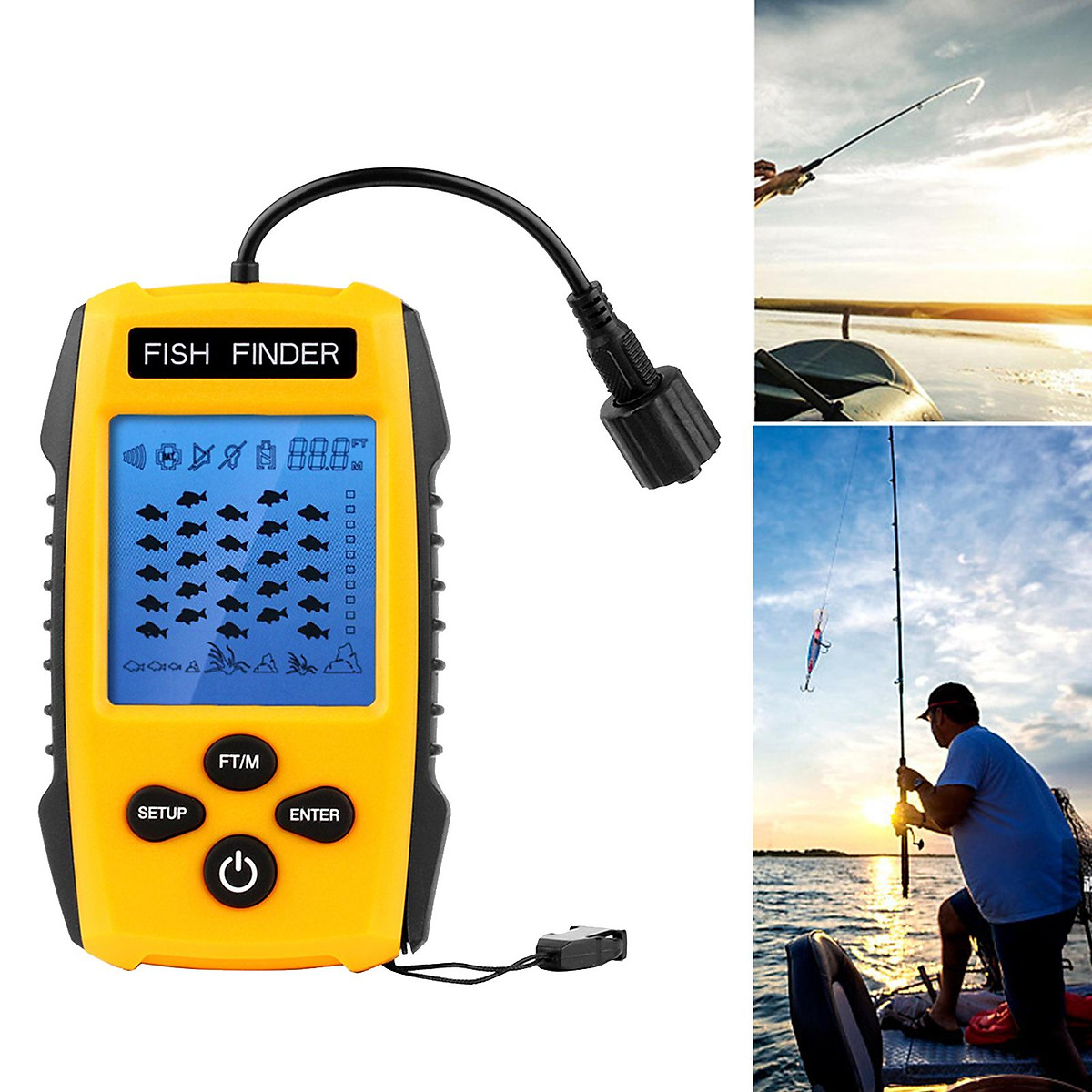 Portable Fish Finder Travel, Handheld Fishfinder Depth with Sonar