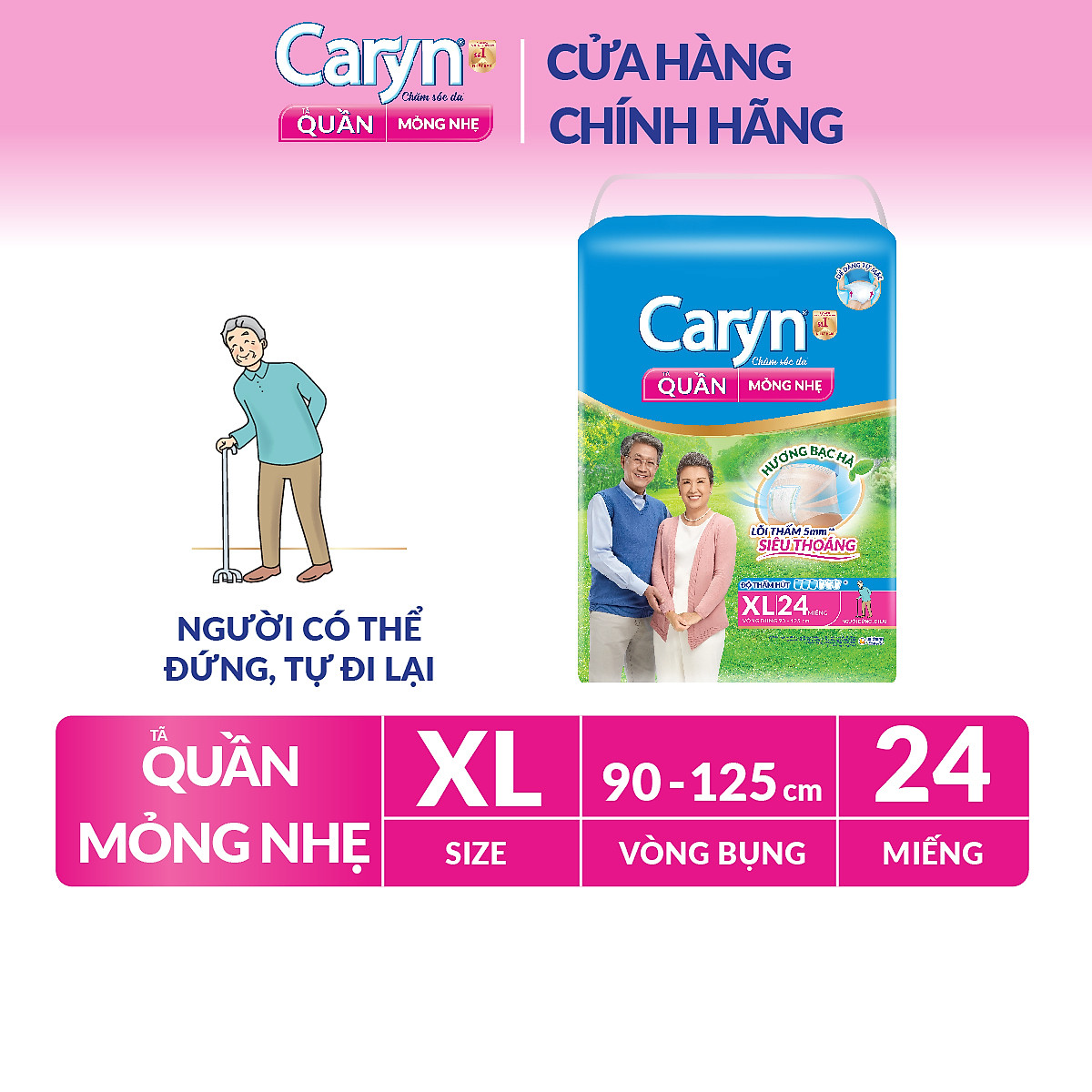 Tã Quần Mỏng Nhẹ Caryn XL24 (24 miếng)