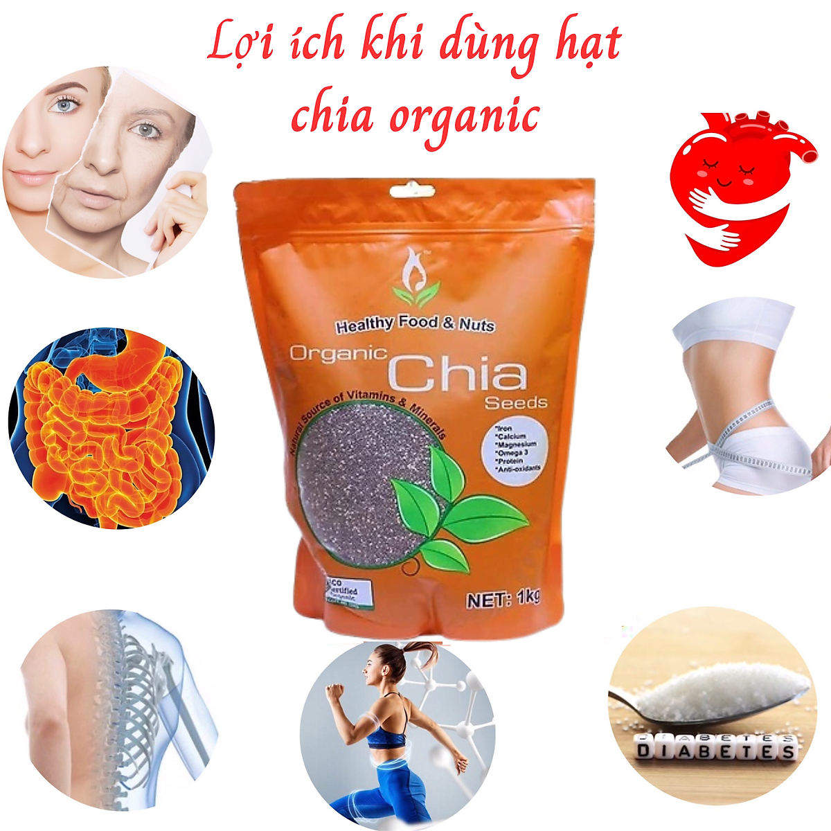 Hat Chia Úc Healthy Food & Nuts Organic Giàu dinh dưỡng mang lại nhiều tác dụng tốt cho sức khỏe - (1KG) - QuaTangMe Extaste