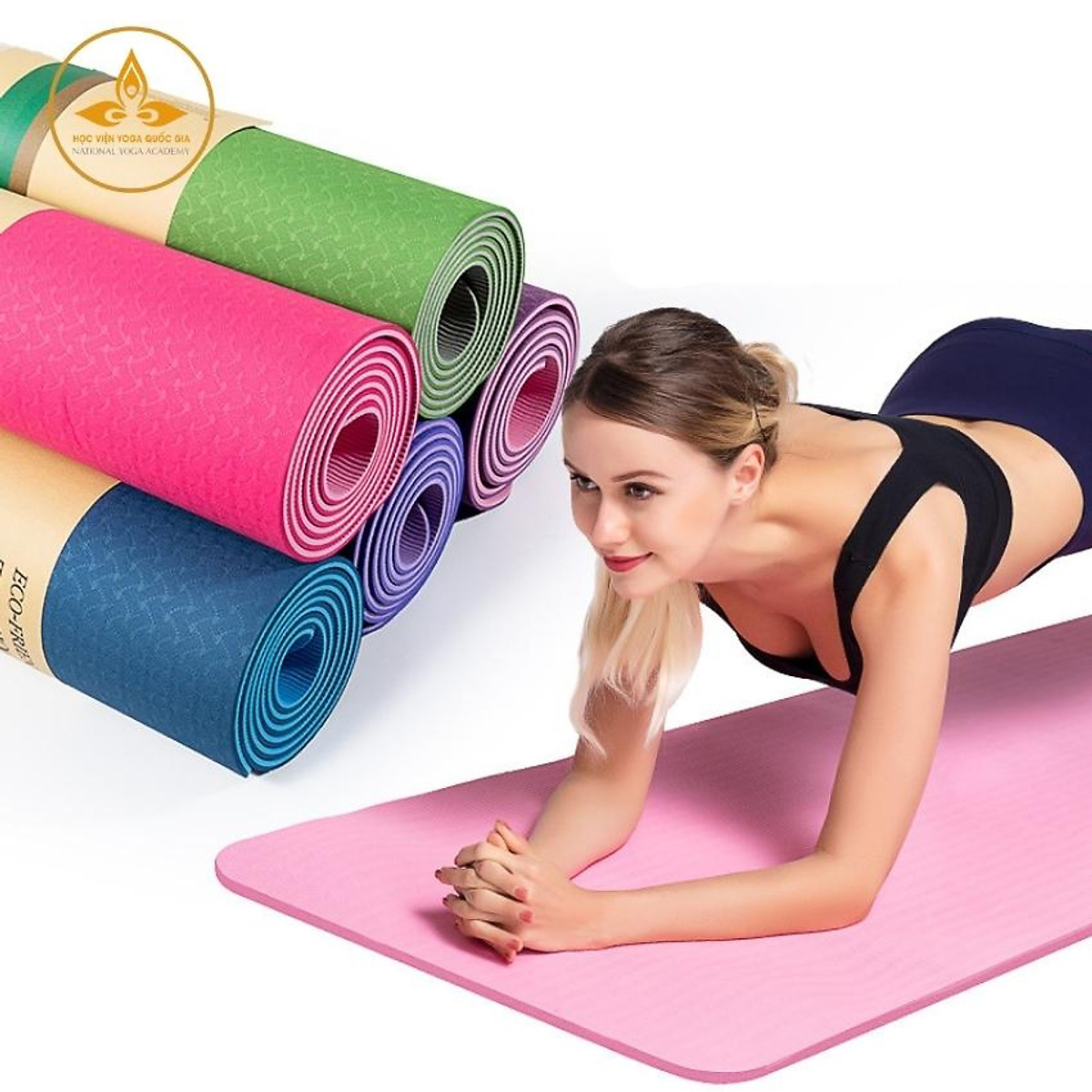 Thảm Tập Yoga 2 Lớp TPE 6mm Cao Cấp - YOGA QG, Có Lớp Lưới Chống Trơn Trượt, Mềm Mại, Thấm Hút Mồ Hôi Hiệu Quả, Hàng Chính Hãng | Học Viện