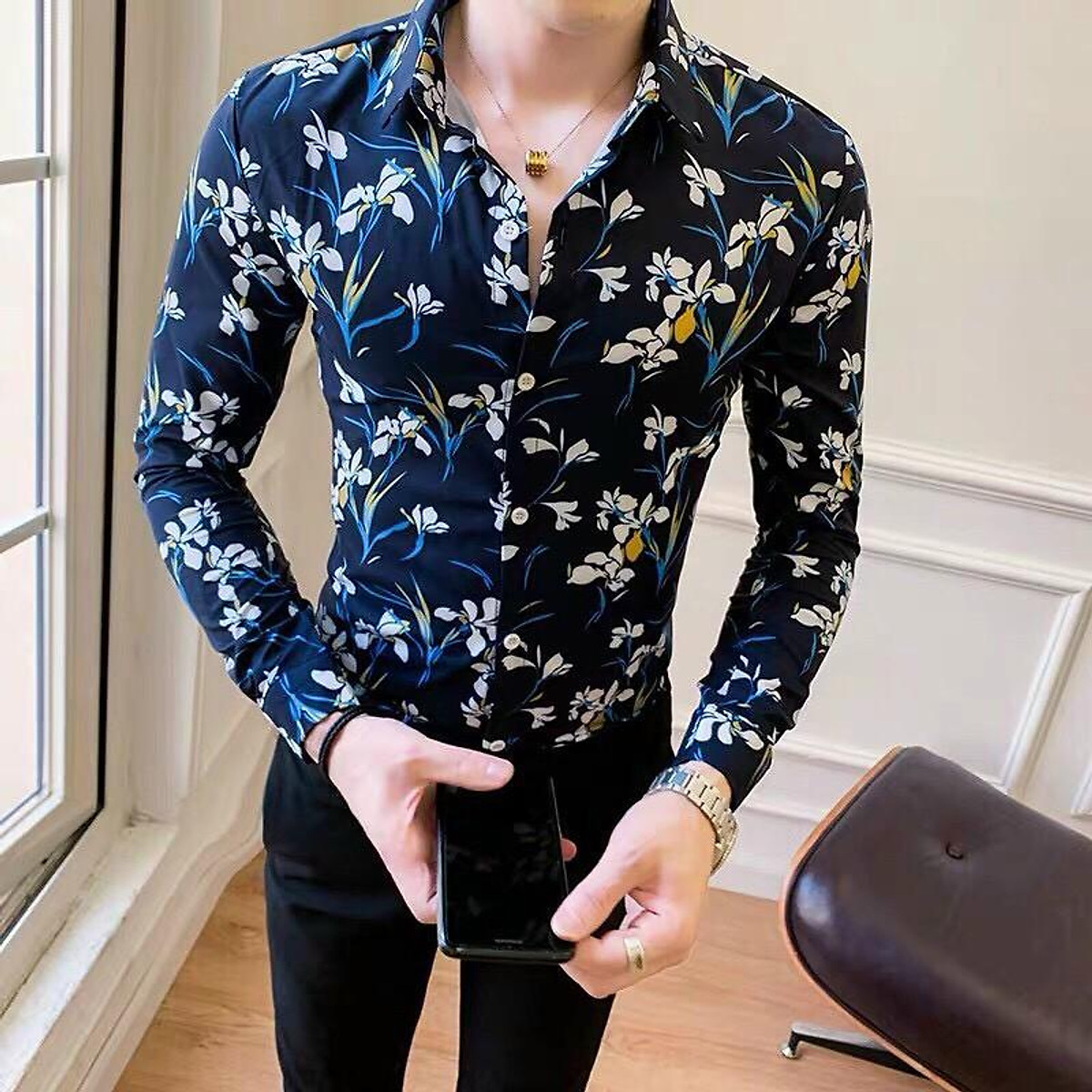 Áo sơ mi nam họa tiết cao cấp vải lụa thái xịn siêu co dãn mẫu Áo Sơ Mi Nam Họa Tiết Cao Cấp Vải Lụa Thái Xịn Siêu Co Dãn Mẫu