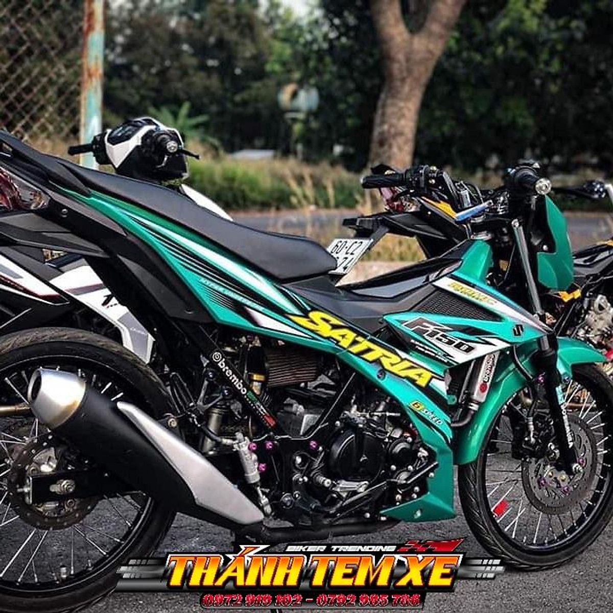 Tem Rời Dán Xe Satria Fi Raider Fi Mẫu Lửa Xanh Lá Đen Chữ Satria F150 Độc Đáo Hàng 3 Lớp Chất Lượng Cao MixASale