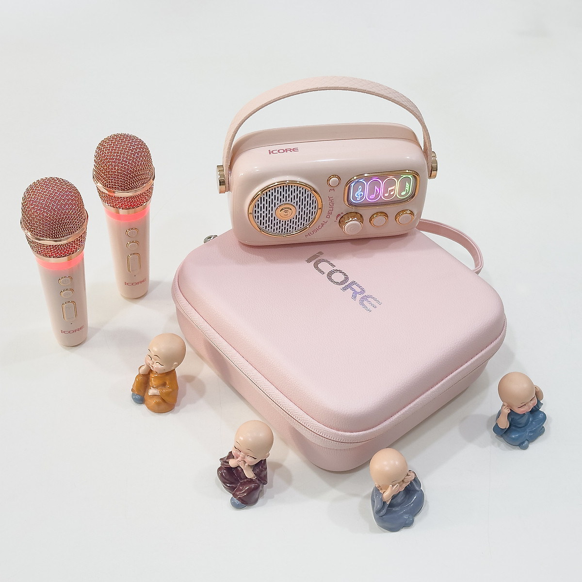 Bộ Loa Karaoke Mini Cổ Điển Bluetooth iCore VSM99 Kèm 02 Micro - Hàng chính hãng
