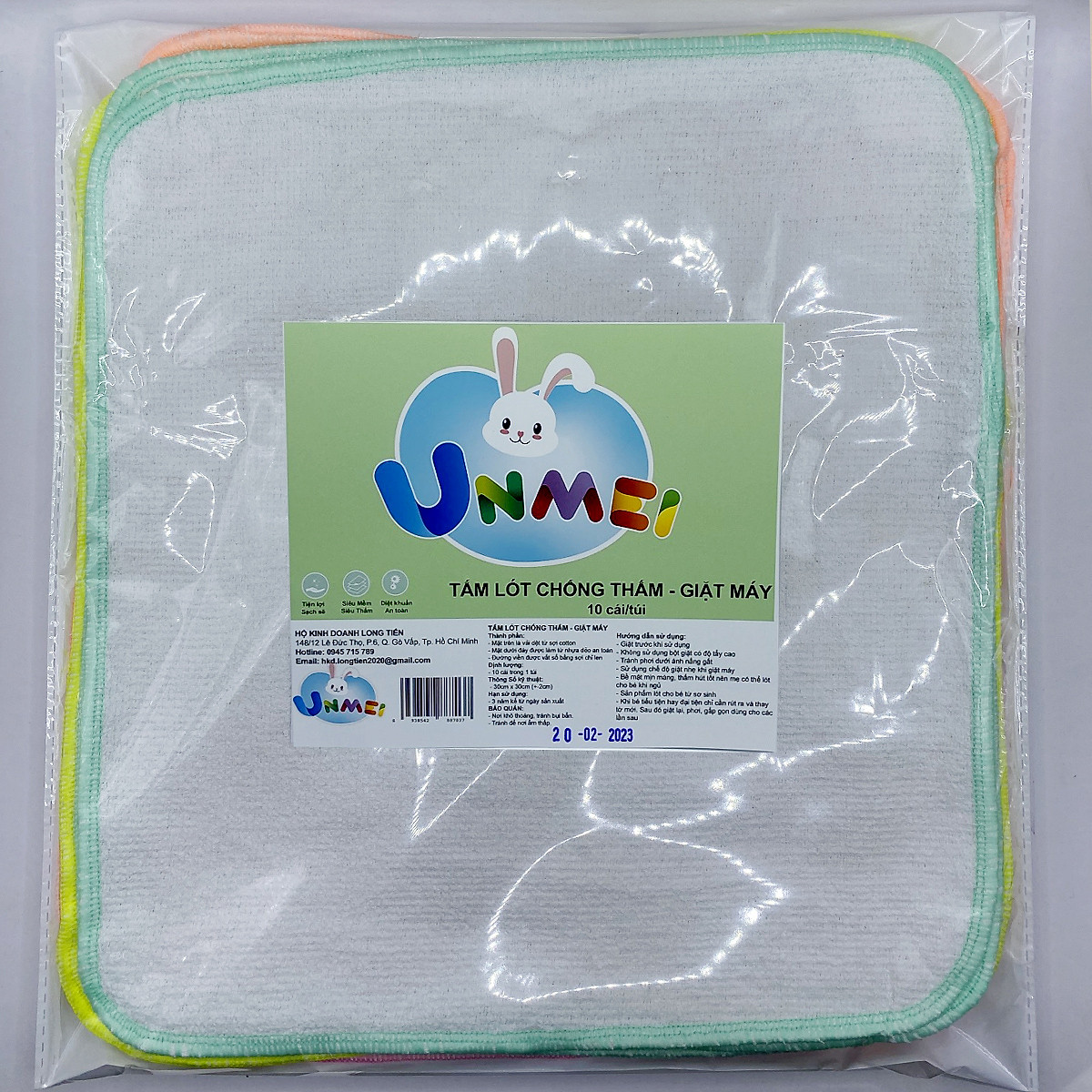 Combo 10 Tấm Lót Chống Thấm Cao Cấp Unmei Cho Bé Từ Sơ Sinh 30x30 - Sản Phẩm Có Thể Giặt Bằng Máy Giặt - Tấm Lót Sơ Sinh Thương Hiệu Unmei