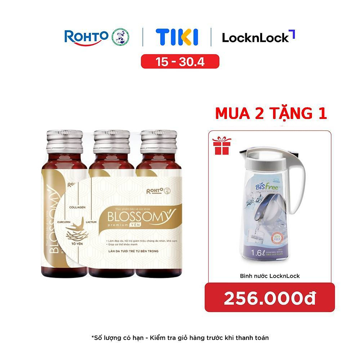 Nước uống collagen tổ yến giúp đẹp da, tăng cường sức khỏe Blossomy Premium lốc 3 chai x 50ml