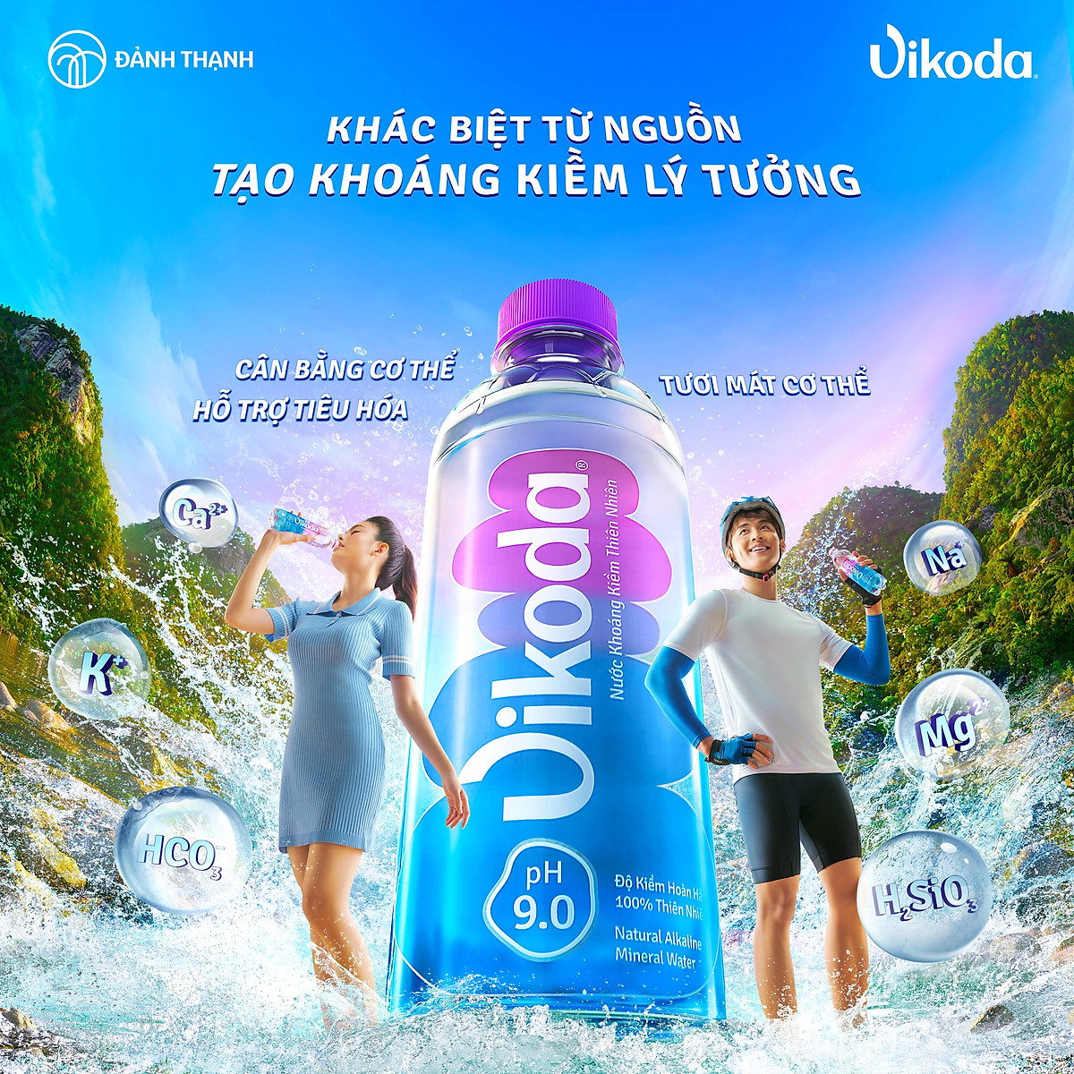 Thùng 24 chai Nước Khoáng Kiềm Thiên Nhiên Vikoda 500ml